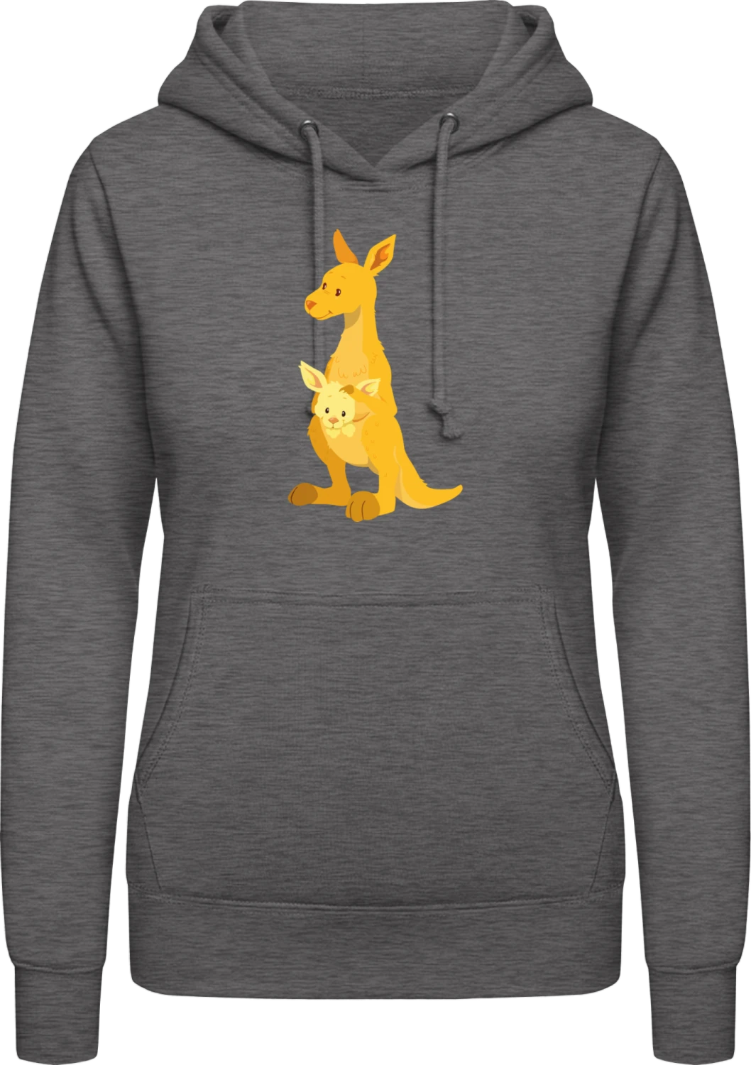 Kangaroo With Baby - Charcoal AWDis ladies hoodie - Front