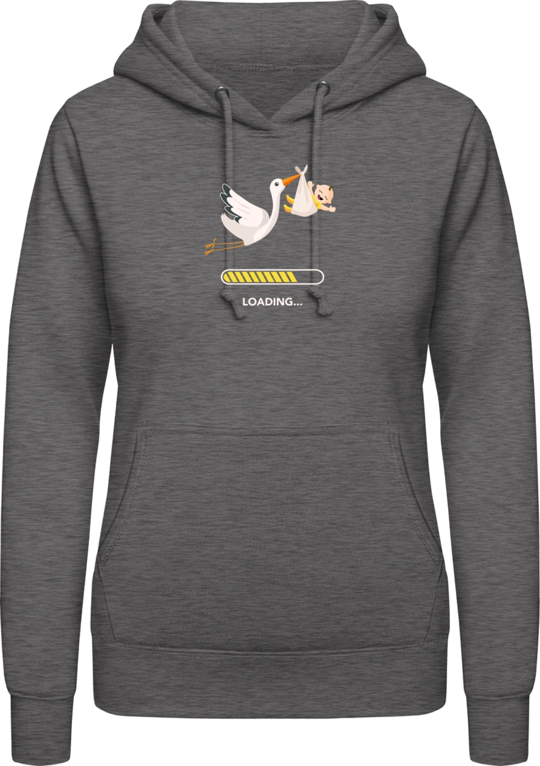 Baby Loading Stork And Baby - Charcoal AWDis ladies hoodie - Front