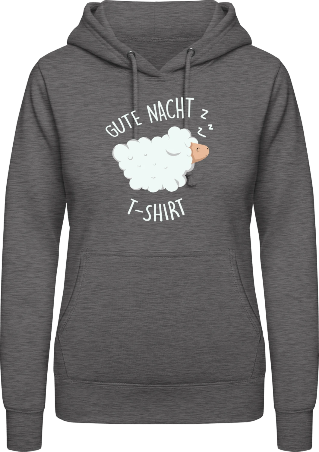 Gute Nacht T-Shirt - Charcoal AWDis ladies hoodie - Front