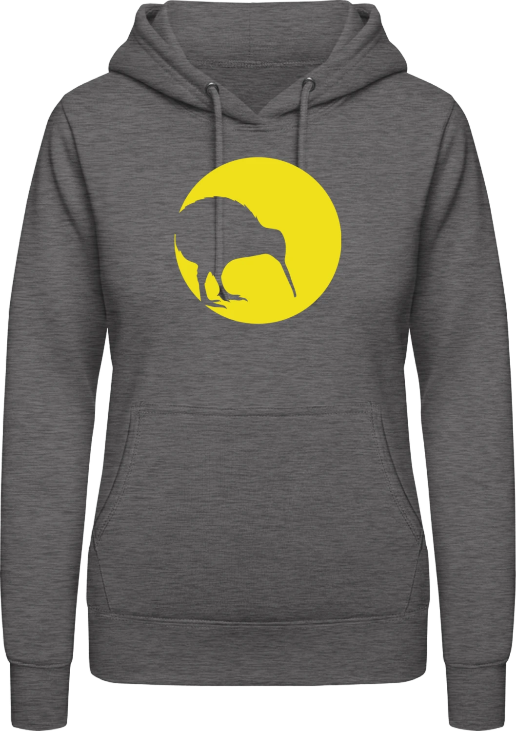 Kiwi Bird In The Moonlight - Charcoal AWDis ladies hoodie - Front