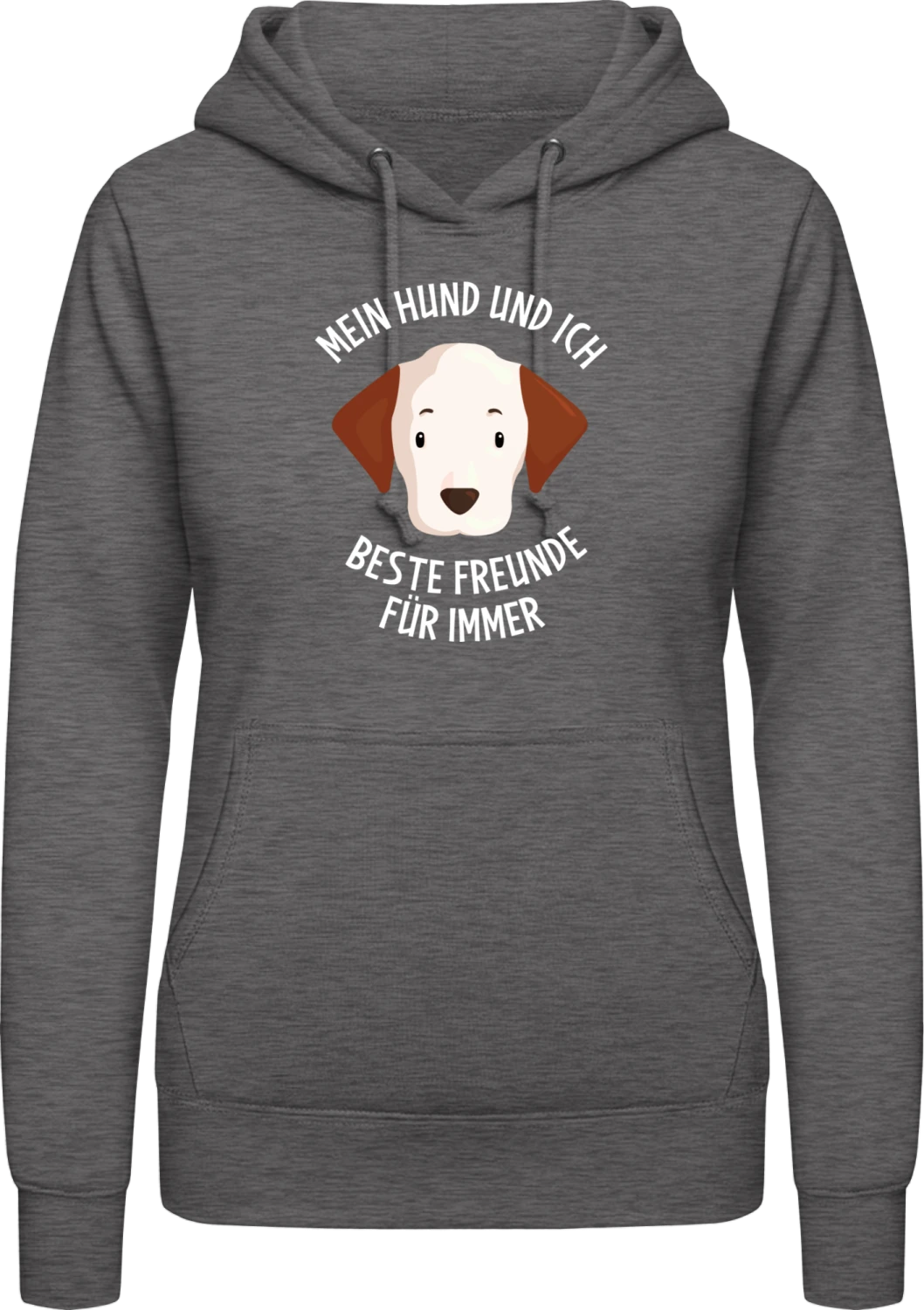 Mein Hund und ich - Beste Freunde - Charcoal AWDis ladies hoodie - Front