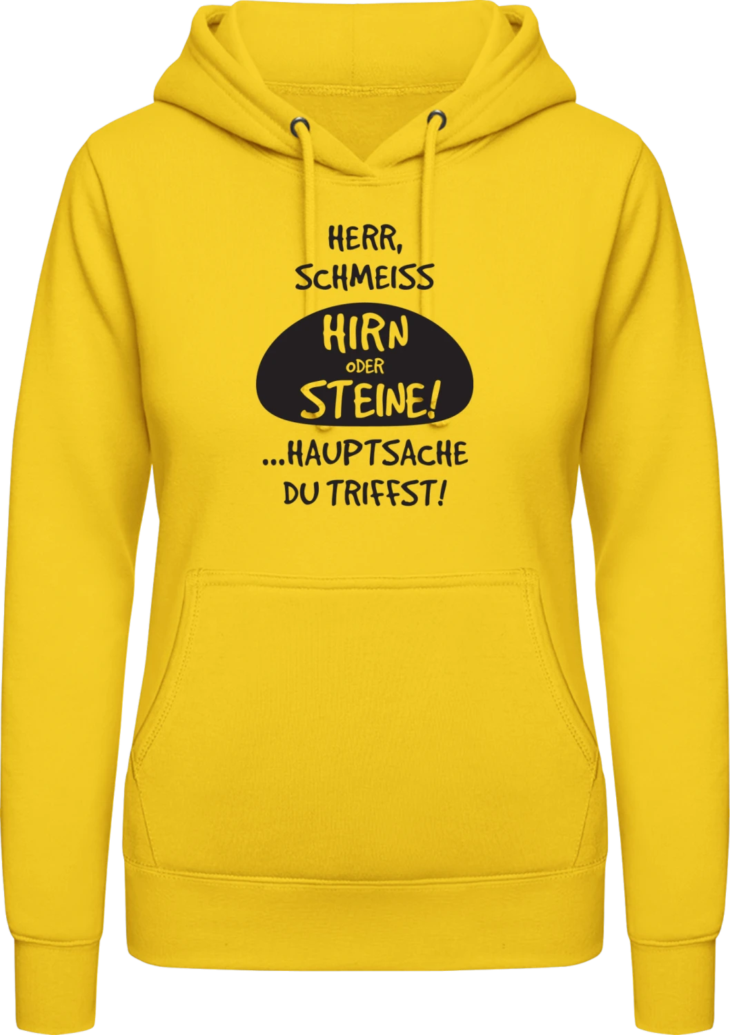 Herr schmeiss Hirn oder Steine hauptsache du triffst - Sun yellow AWDis ladies hoodie - Front