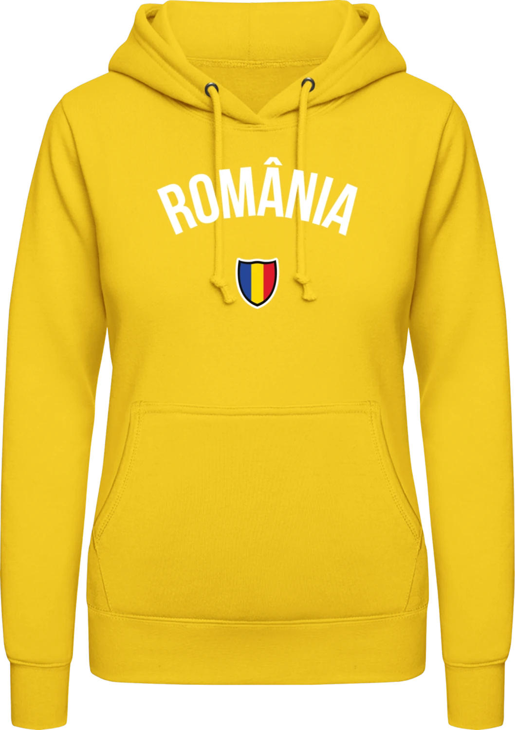 ROMANIA Flag Fan - Sun yellow AWDis ladies hoodie - Front