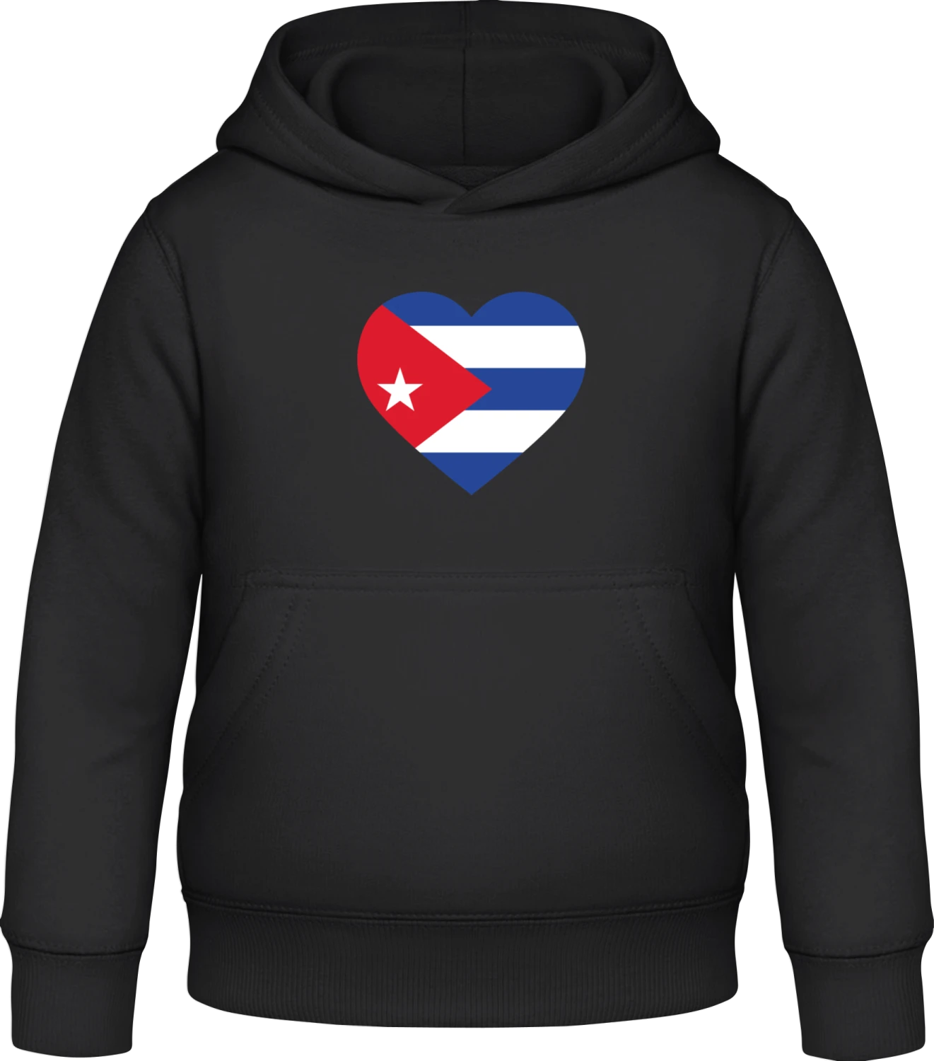 Cuba Heart Flag - Black Awdis Hoodie Kids - Front