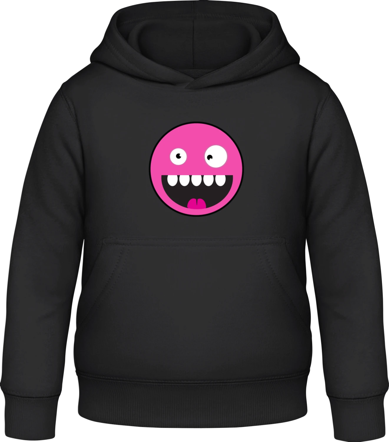 Cute Monster Smiley Face - Black Awdis Hoodie Kids - Front