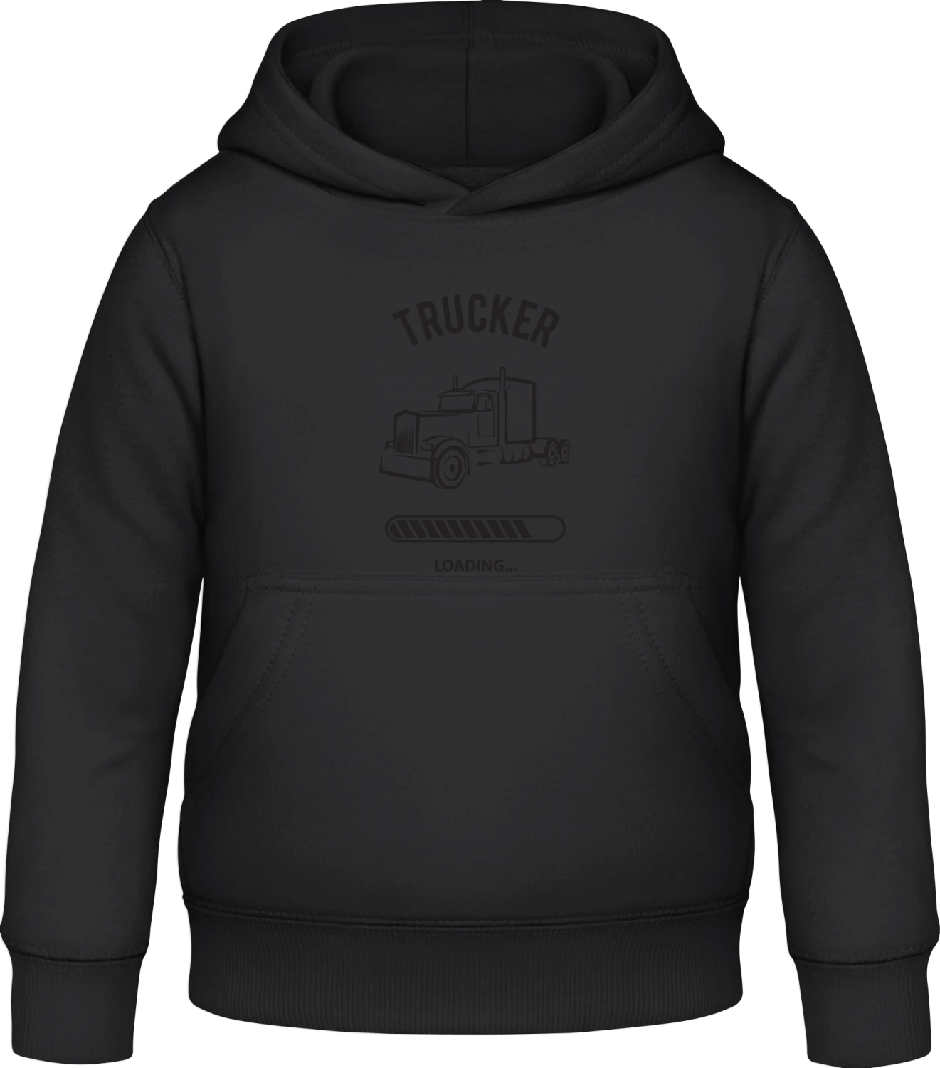 Trucker Loading - Black Awdis Hoodie Kids - Front