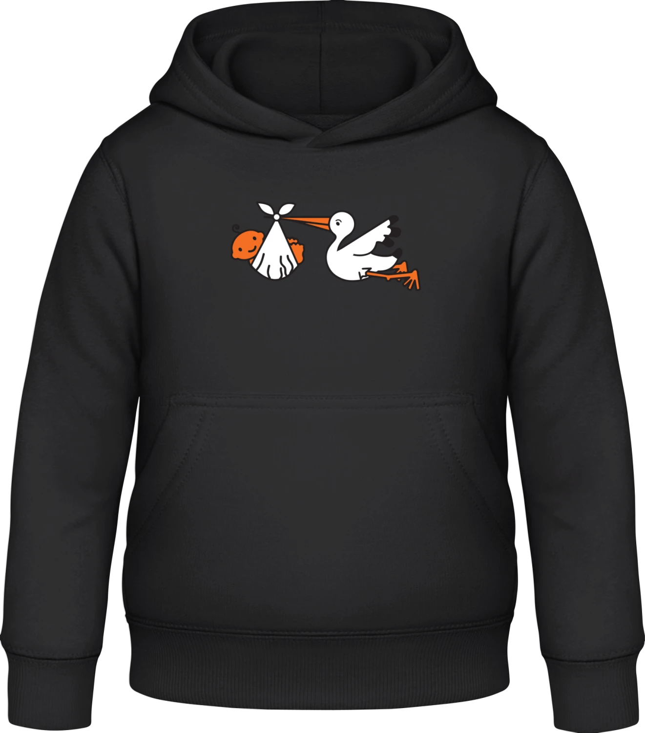 Storch mit Baby - Black Awdis Hoodie Kids - Front