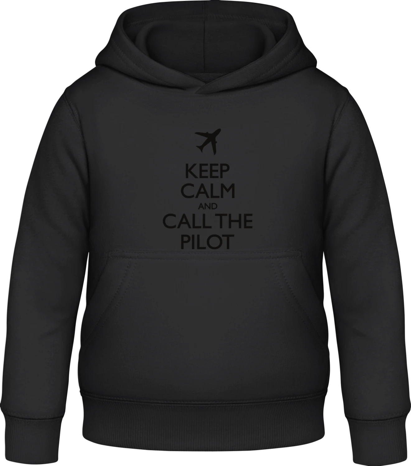 Keep Calm And Call The Pilot - Black Awdis Hoodie Kids - Front