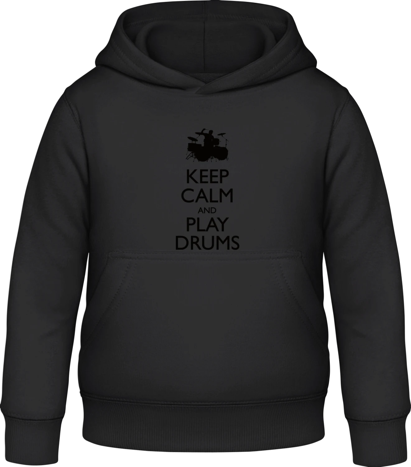 Keep Calm And Play Drums - Black Awdis Hoodie Kids - Front