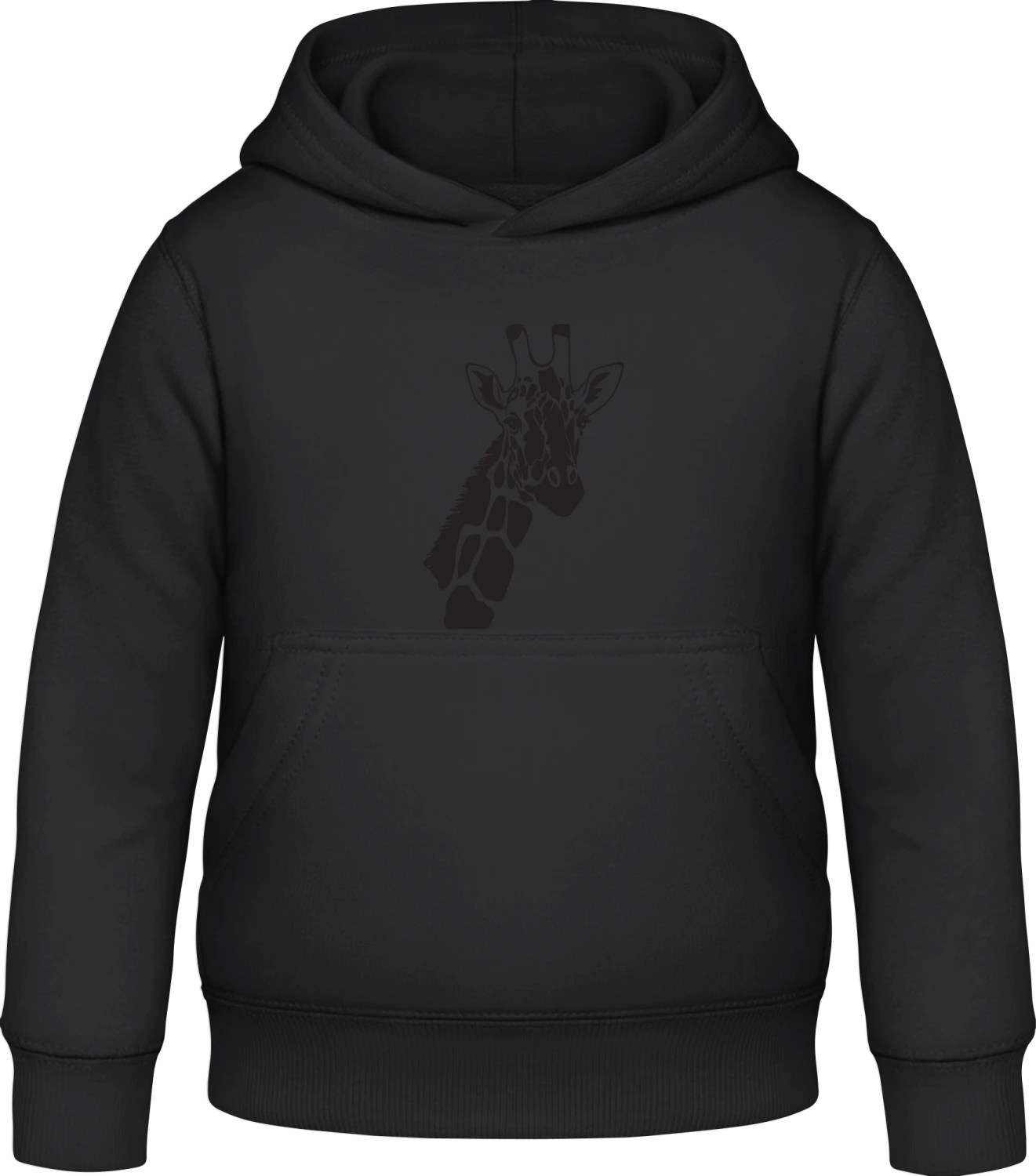 Giraffe Outline - Black Awdis Hoodie Kids - Front