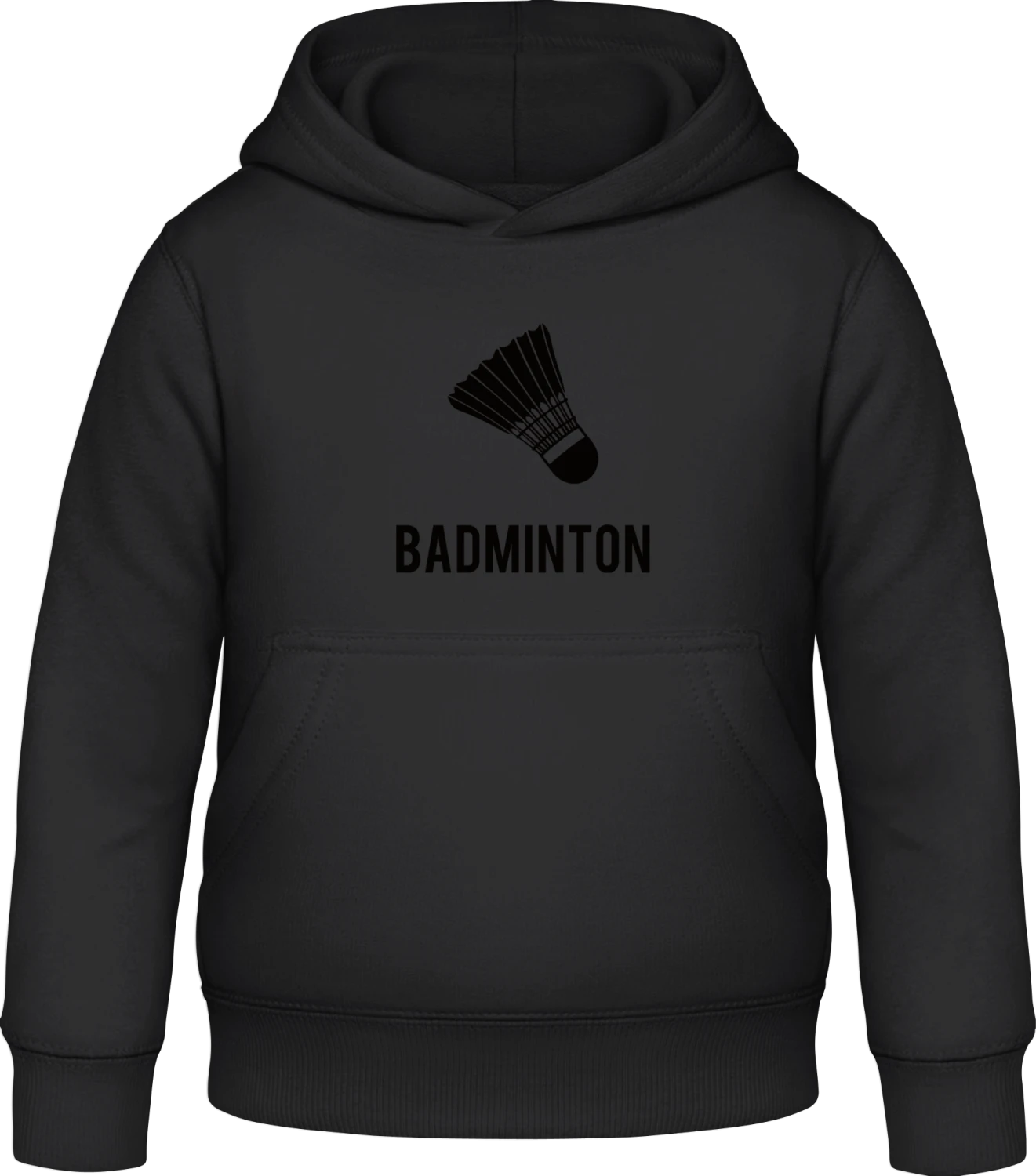 Badminton Design - Black Awdis Hoodie Kids - Front