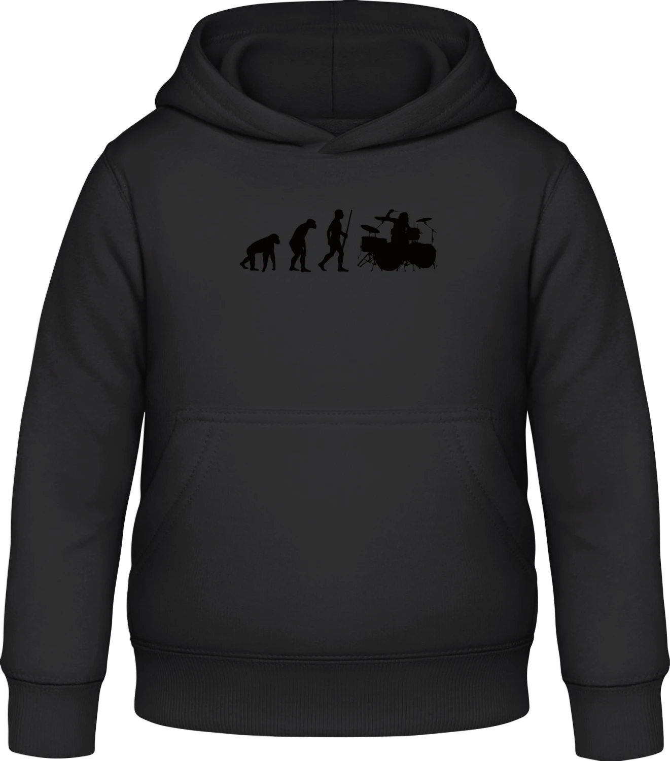 Drummer Girl Evolution - Black Awdis Hoodie Kids - Front