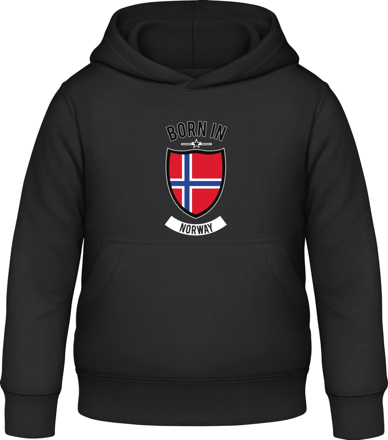 Born in Norway - Black Awdis Hoodie Kids - Front