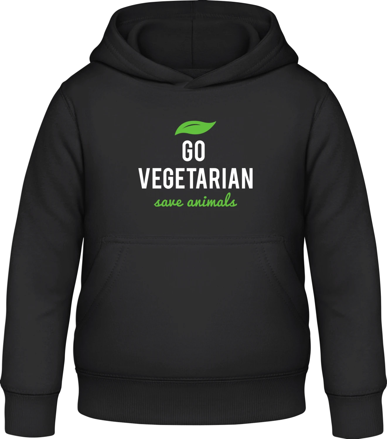 Go Vegetarian Save Animals - Black Awdis Hoodie Kids - Front