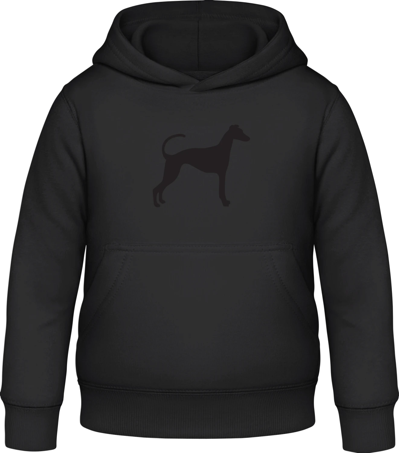 Greyhound Silhouette - Black Awdis Hoodie Kids - Front