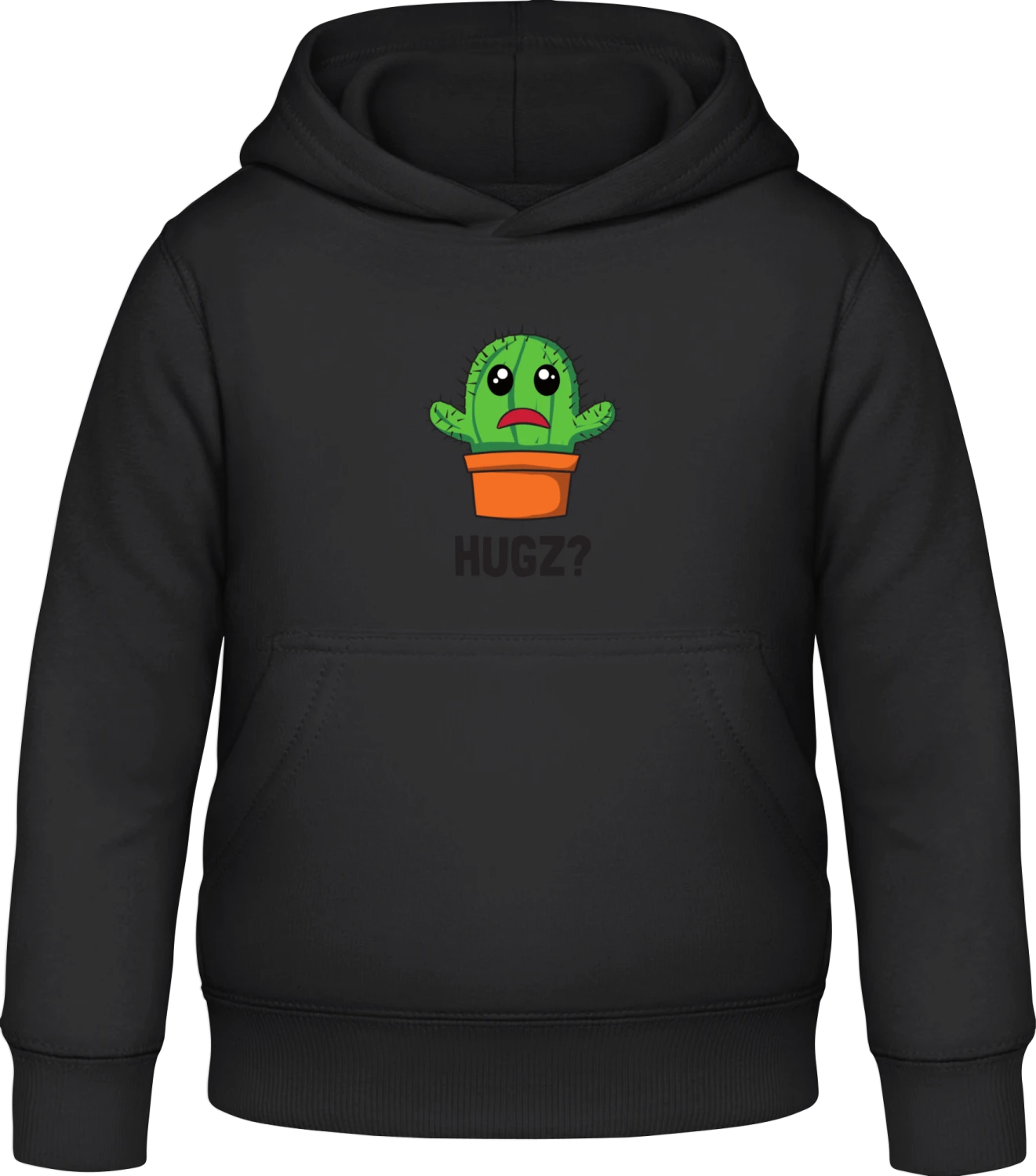 Hugz Cactus - Black Awdis Hoodie Kids - Front