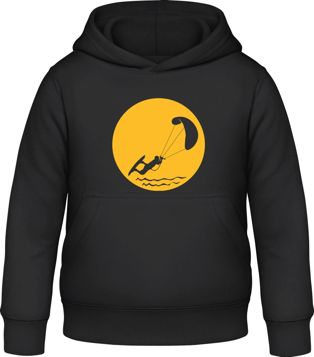 Kitesurfer In Moonlight - Black Awdis Hoodie Kids - Front