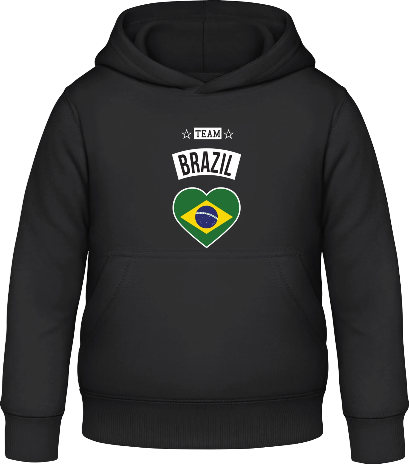 Team Brazil Heart - Black Awdis Hoodie Kids - Front