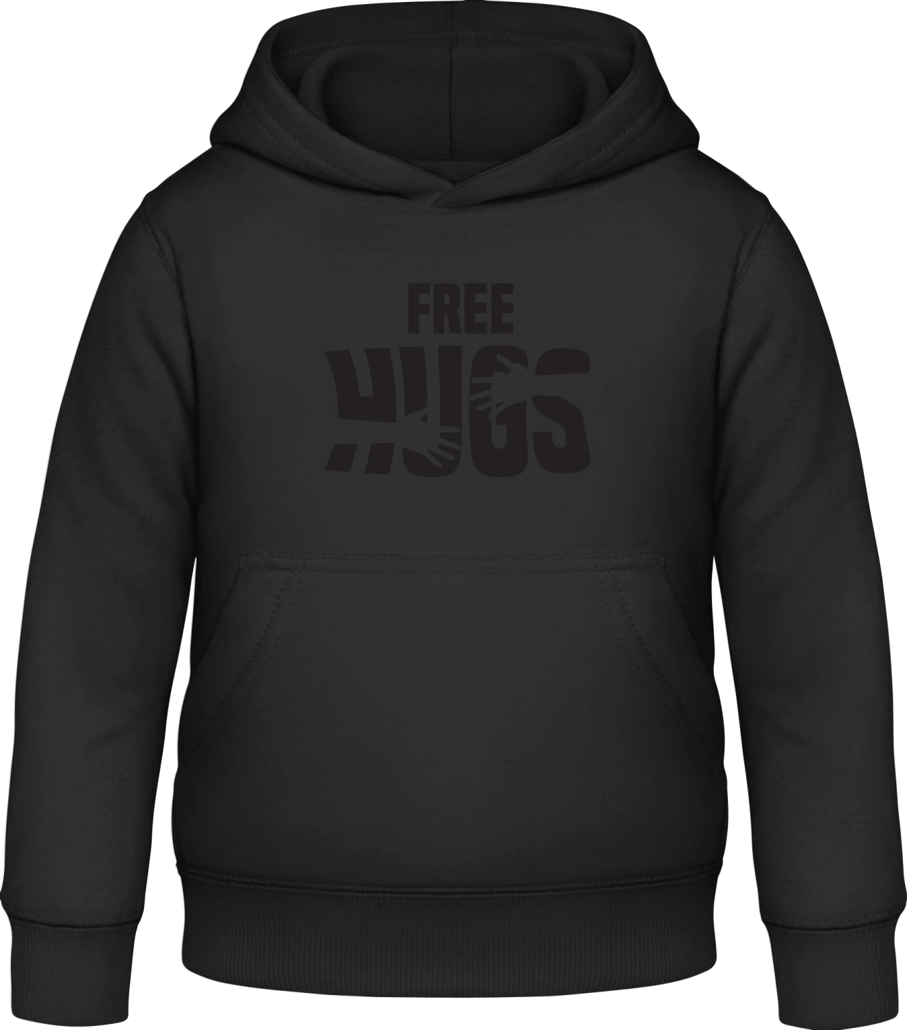 Free Hugs... - Black Awdis Hoodie Kids - Front