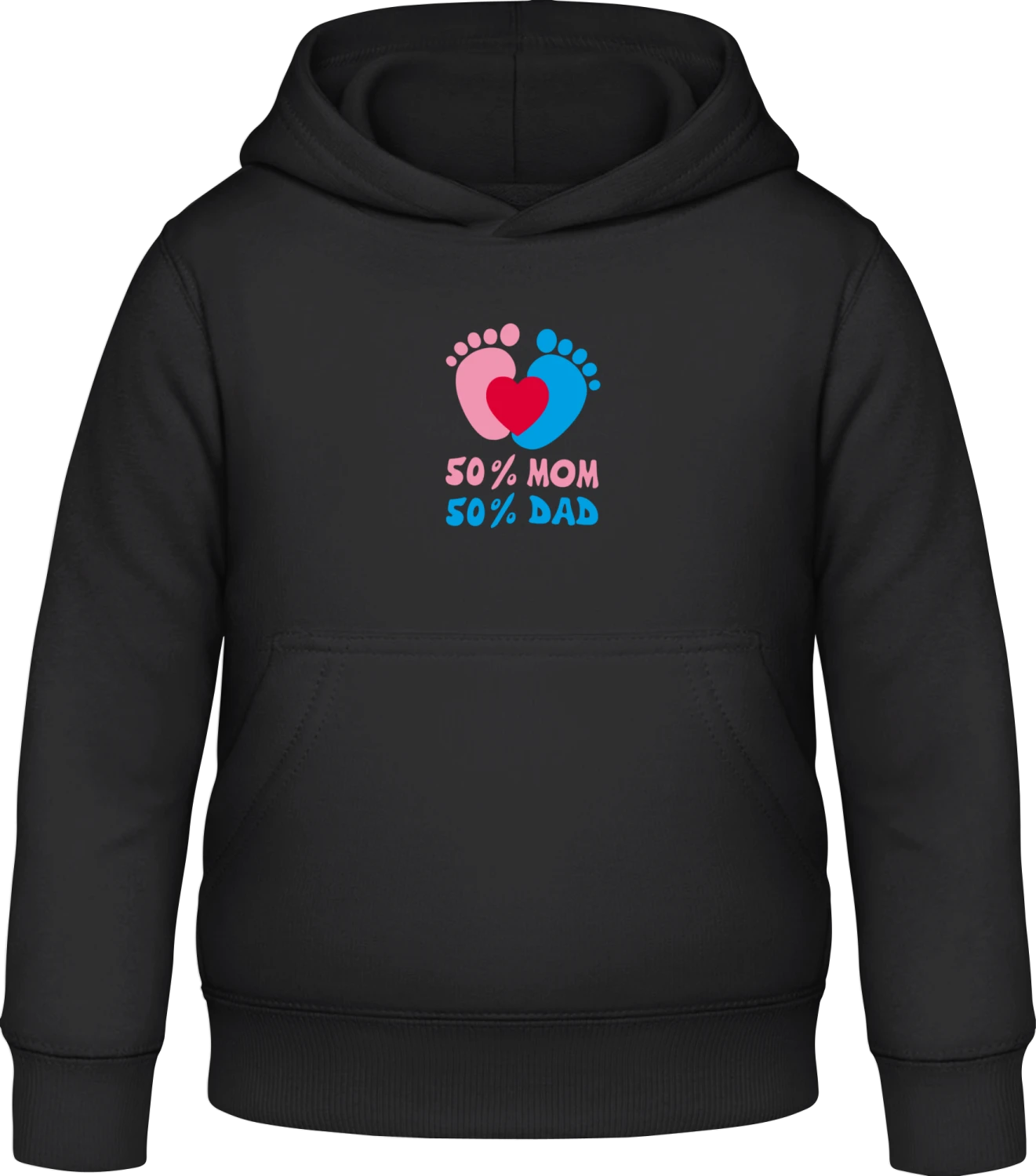 50 Percent Mom 50 Percent Dad - Black Awdis Hoodie Kids - Front