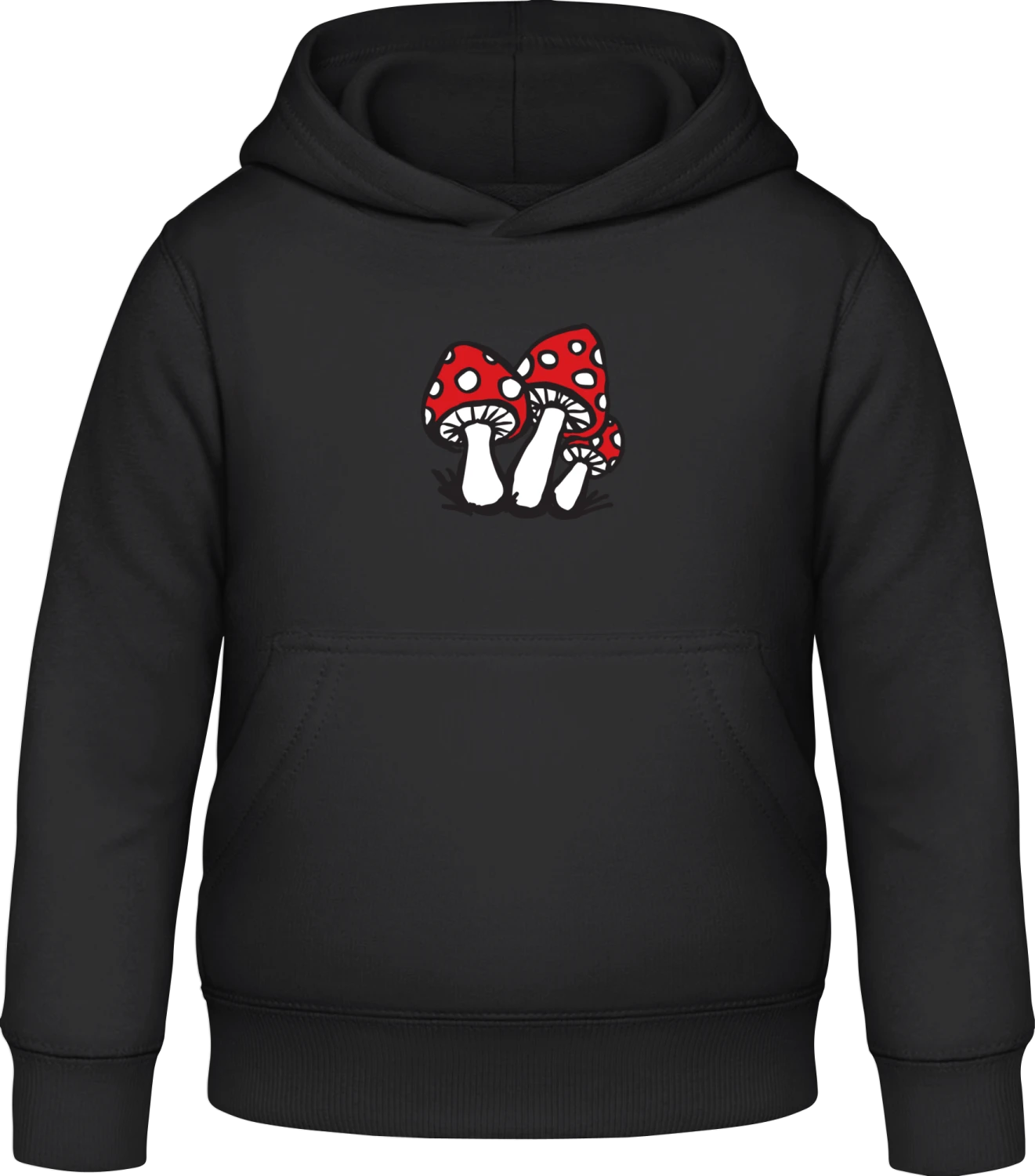 Red Mushrooms - Black Awdis Hoodie Kids - Front