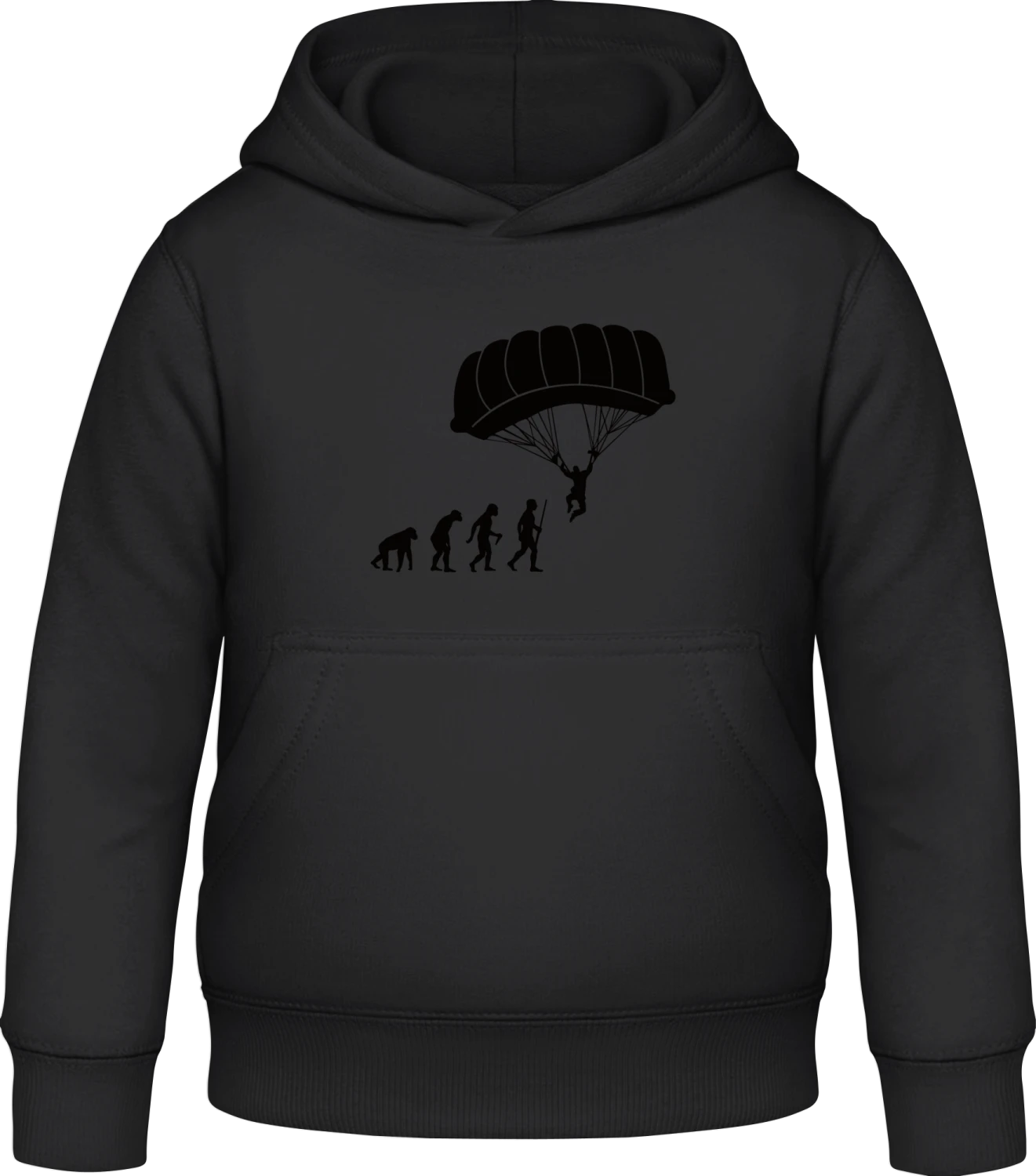 The Evolution of Skydiving - Black Awdis Hoodie Kids - Front