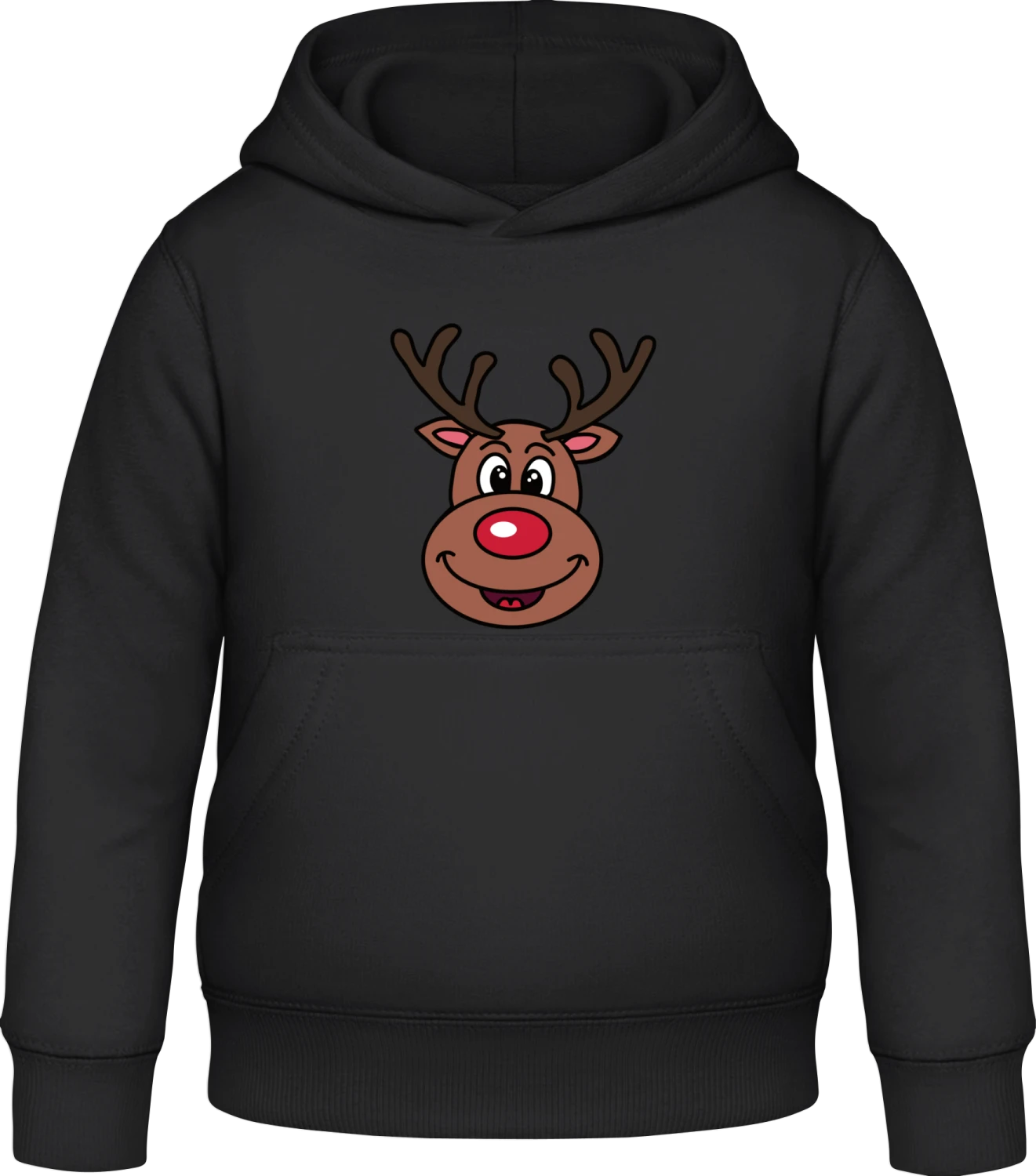 Rudolph The Red Nose Reindeer - Black Awdis Hoodie Kids - Front