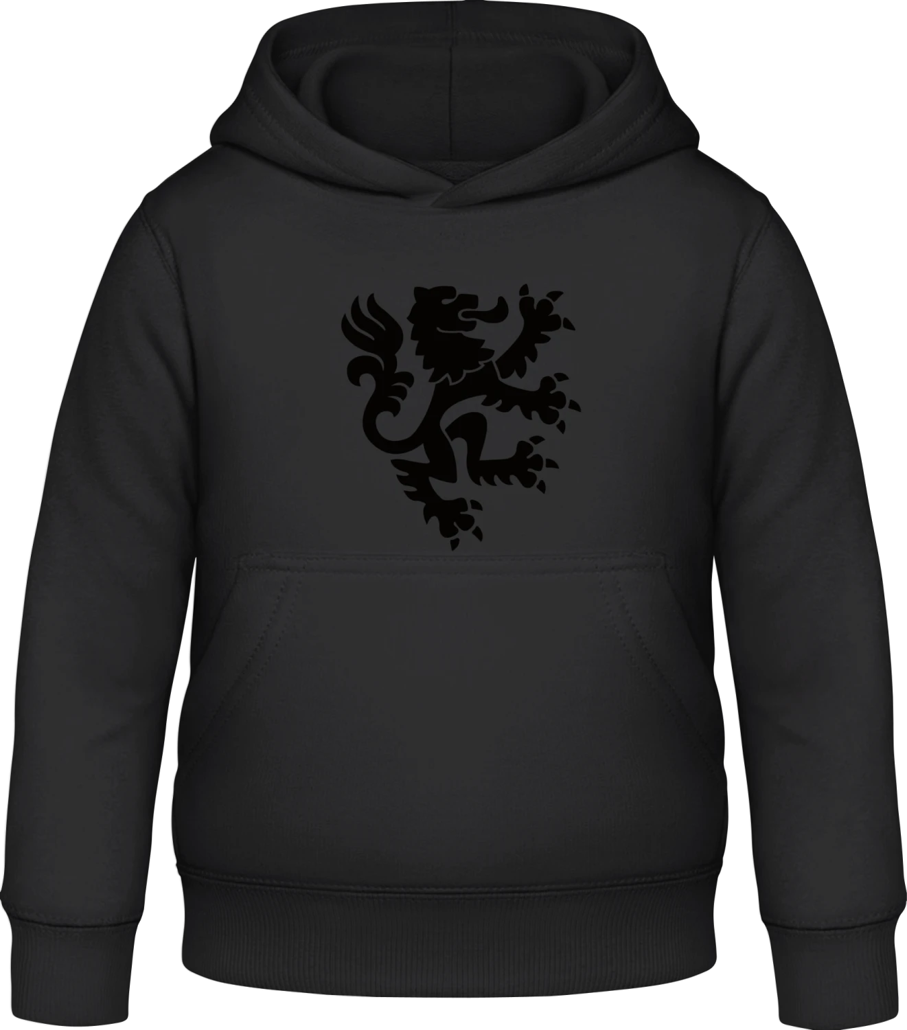 Rampant Lion Coat of Arms - Black Awdis Hoodie Kids - Front