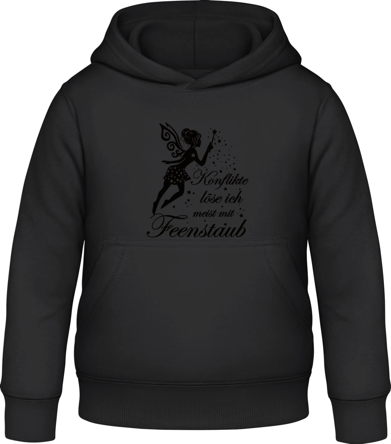 Konflikte löse ich mit Feenstaub - Black Awdis Hoodie Kids - Front