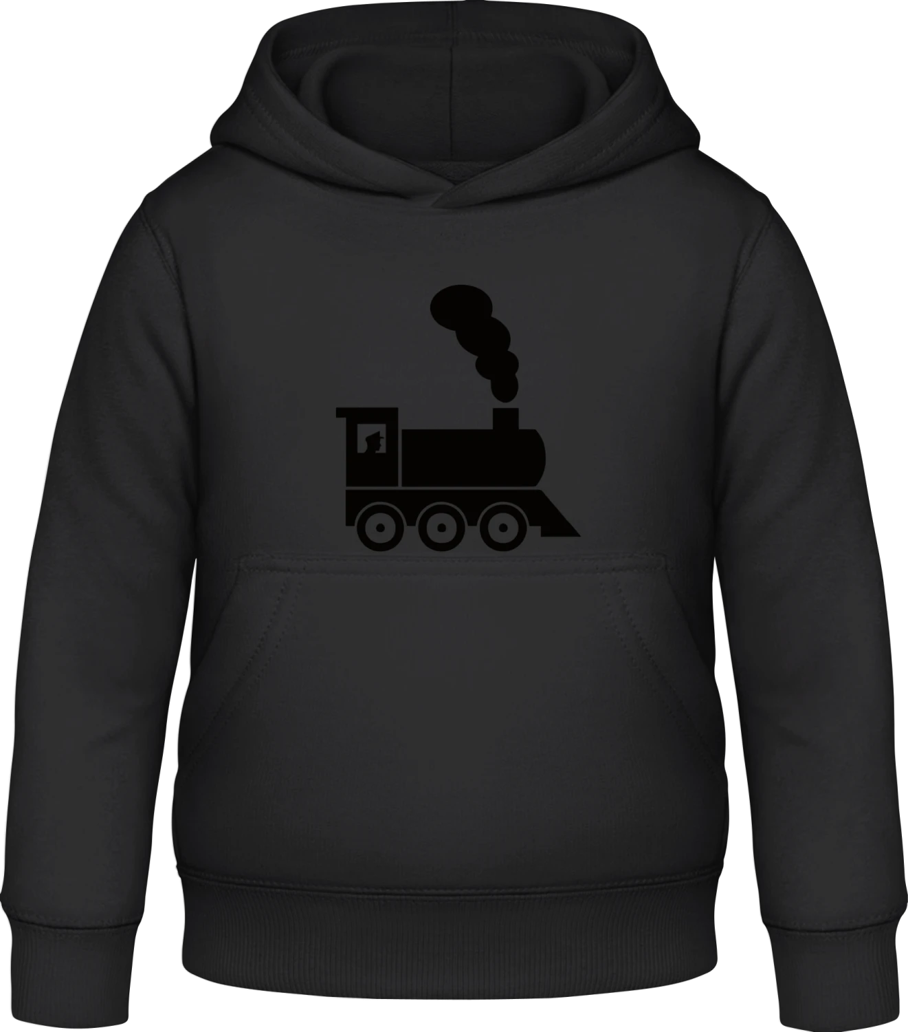 Locomotive Silhouette - Black Awdis Hoodie Kids - Front