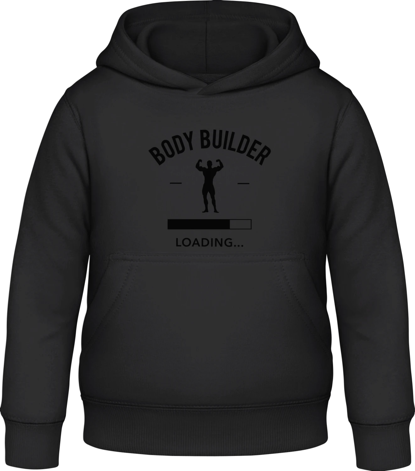 Body Builder Loading - Black Awdis Hoodie Kids - Front