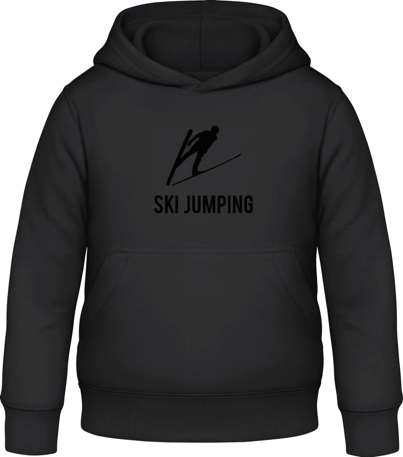 Skispringen Silhouette - Black Awdis Hoodie Kids - Front