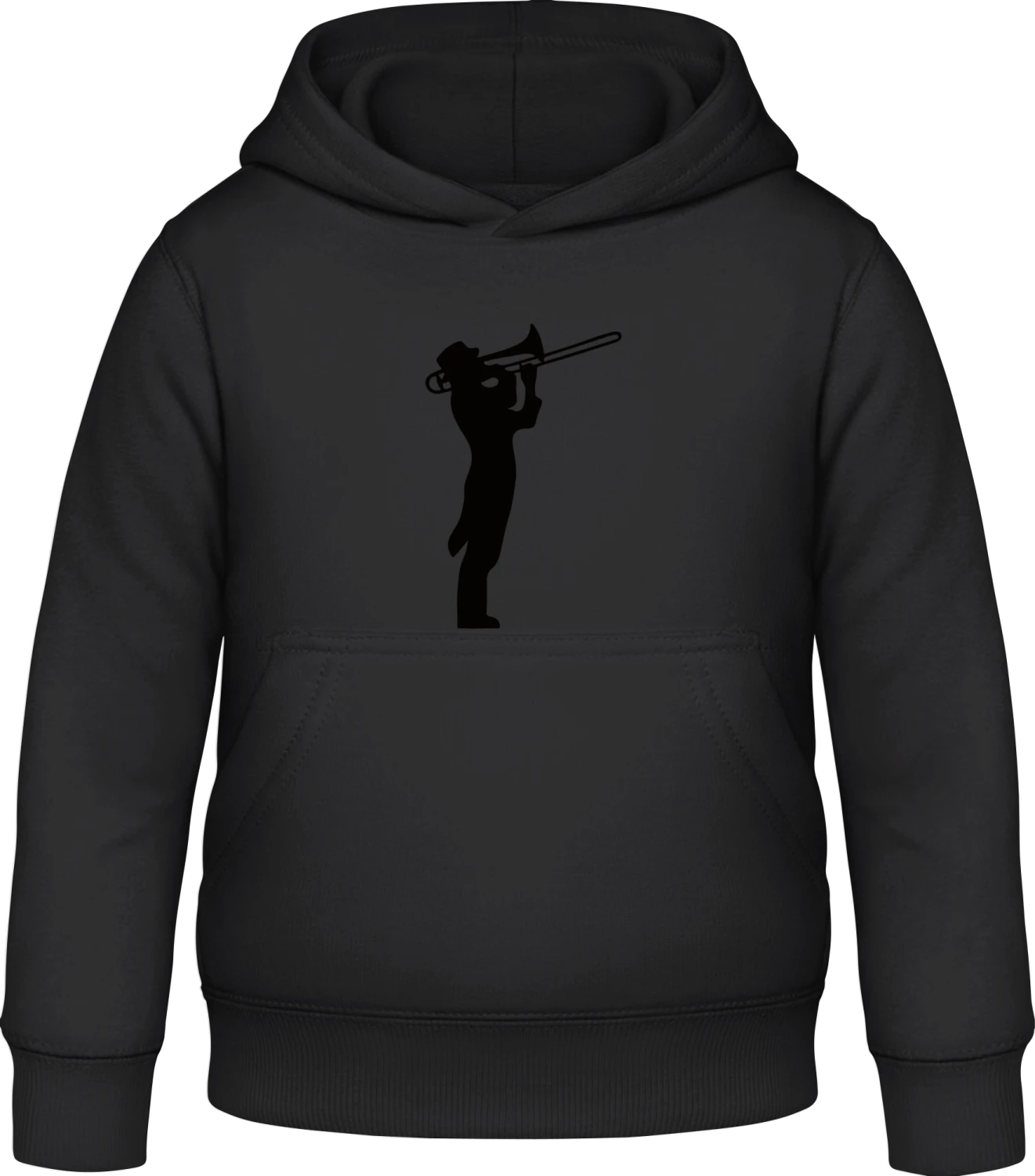 Trombone Player Silhouette - Black Awdis Hoodie Kids - Front