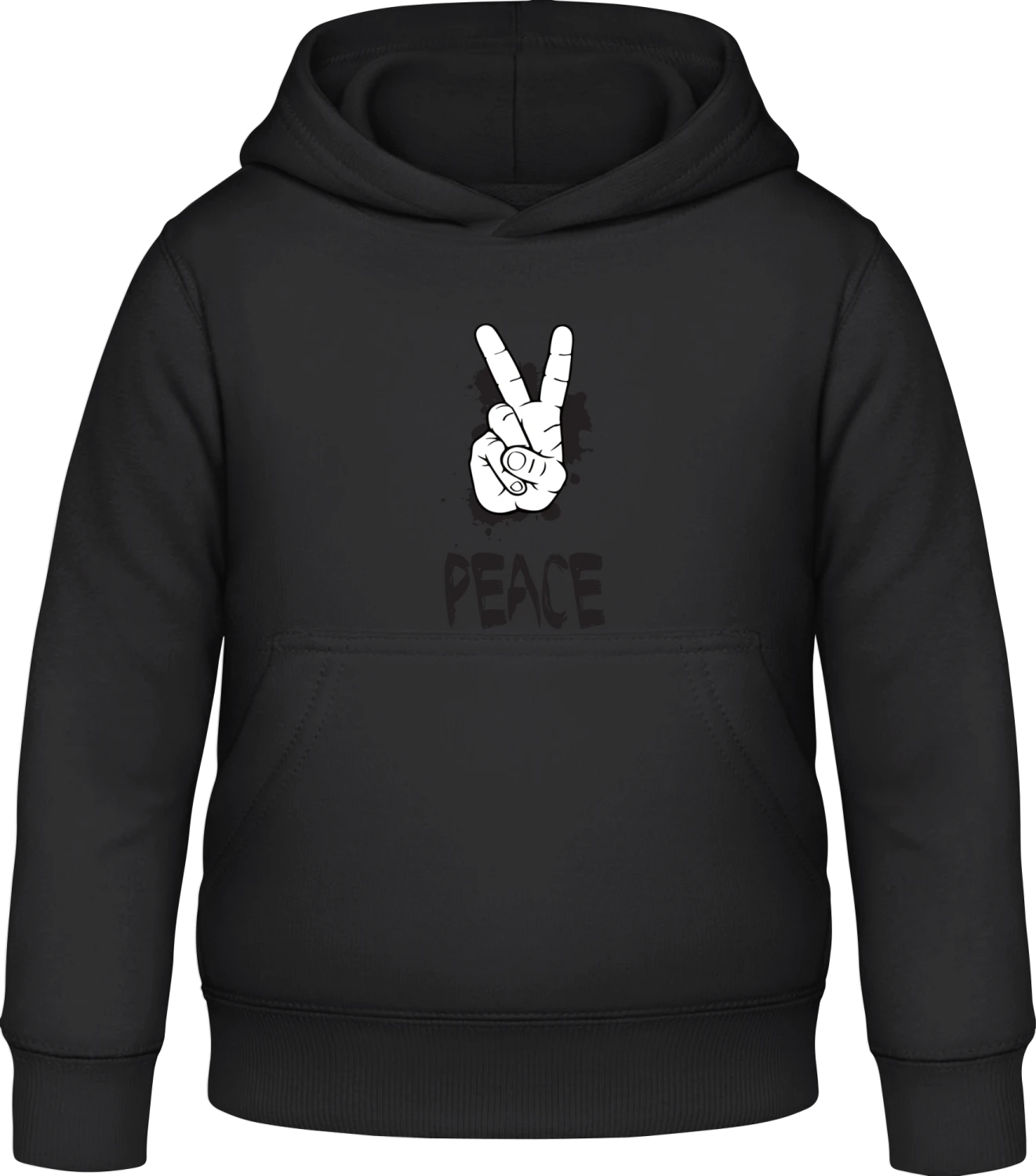 Peace Victory - Black Awdis Hoodie Kids - Front