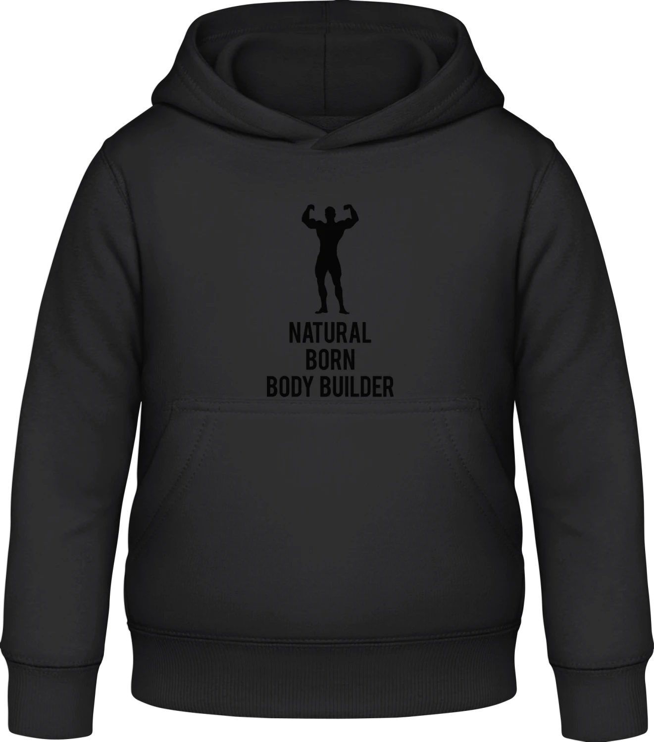 Natural Born Body Builder - Black Awdis Hoodie Kids - Front