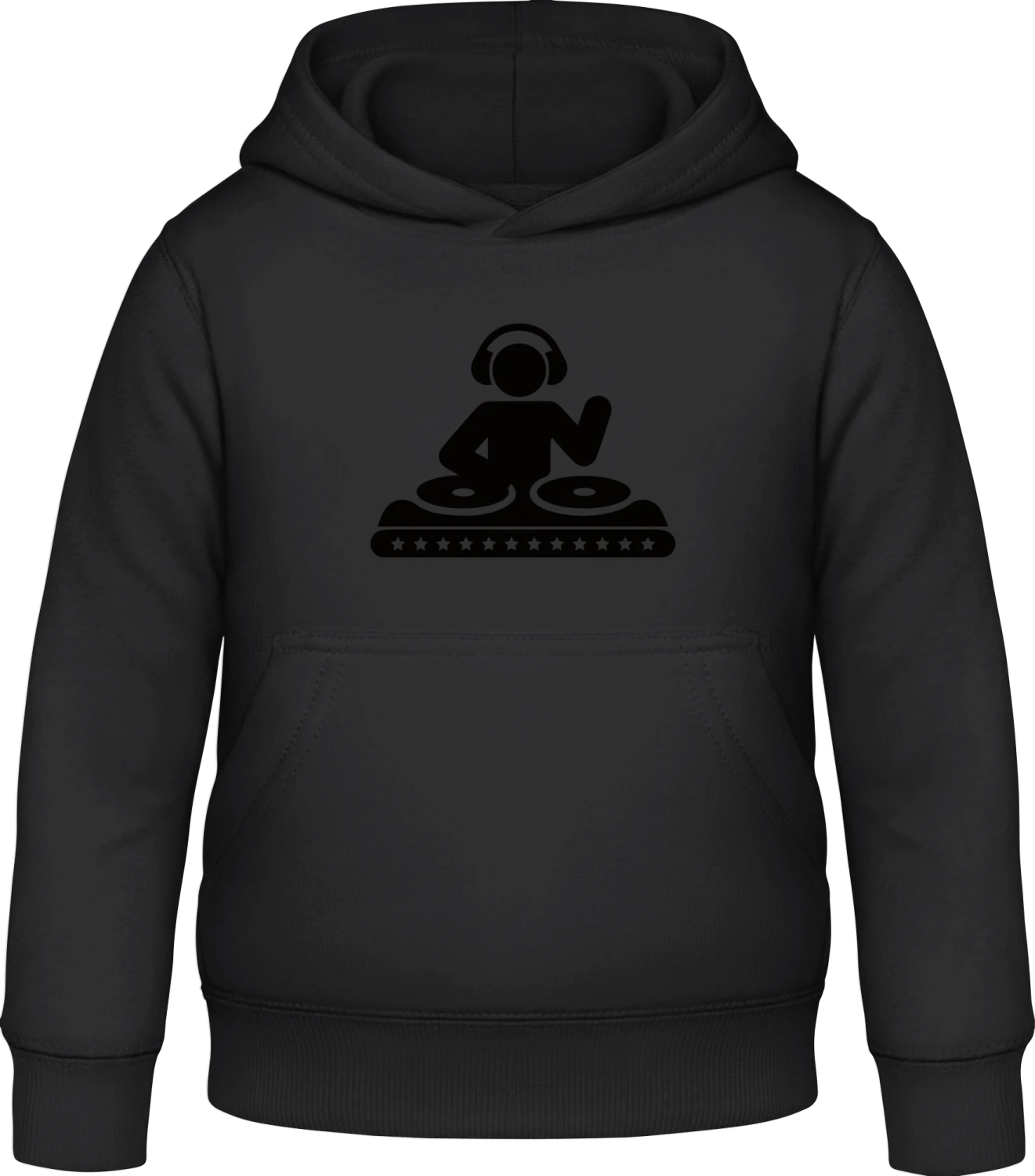 DJ on Turntables - Black Awdis Hoodie Kids - Front