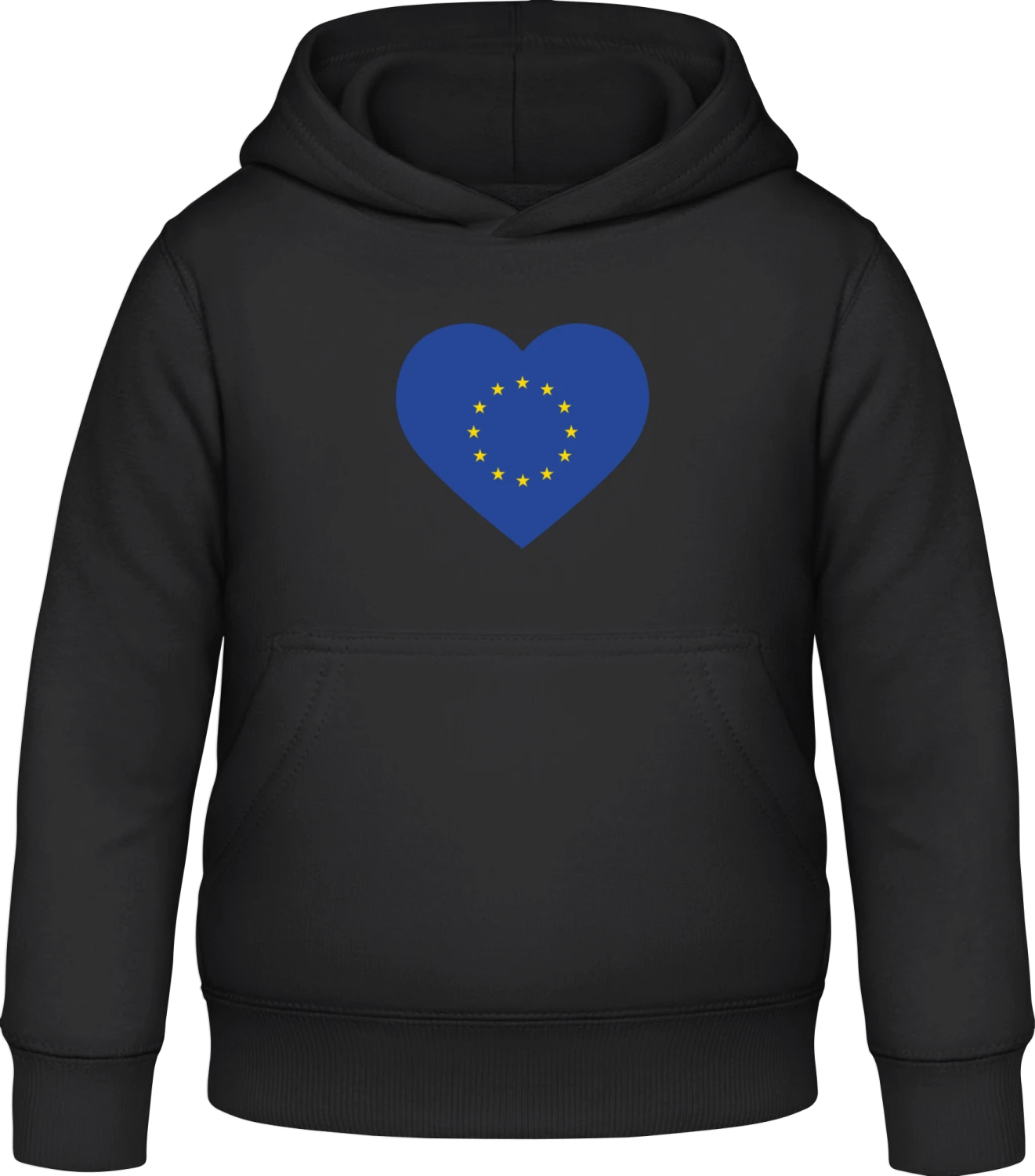 EU Europe Heart Flag - Black Awdis Hoodie Kids - Front