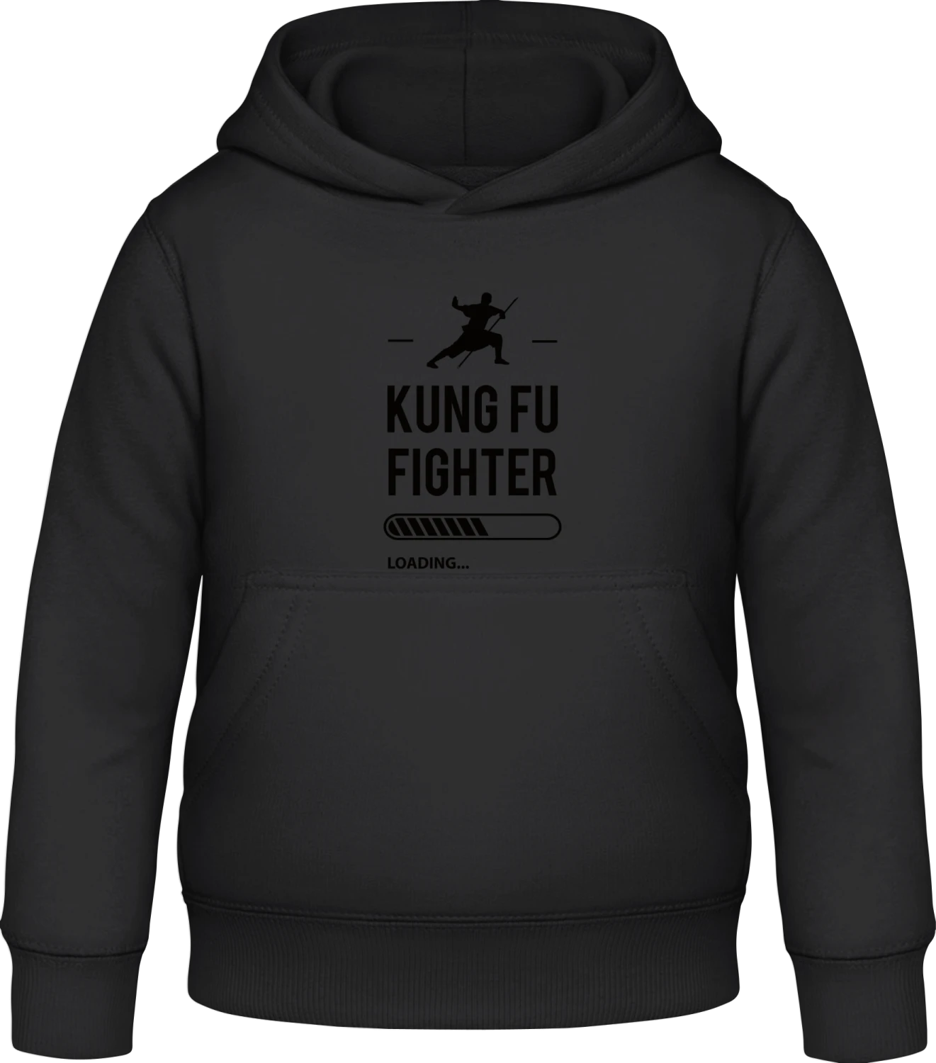 Kung Fu Fighter Loading - Black Awdis Hoodie Kids - Front