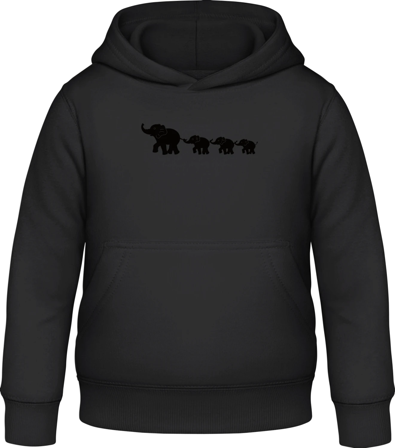 Elephant Family - Black Awdis Hoodie Kids - Front