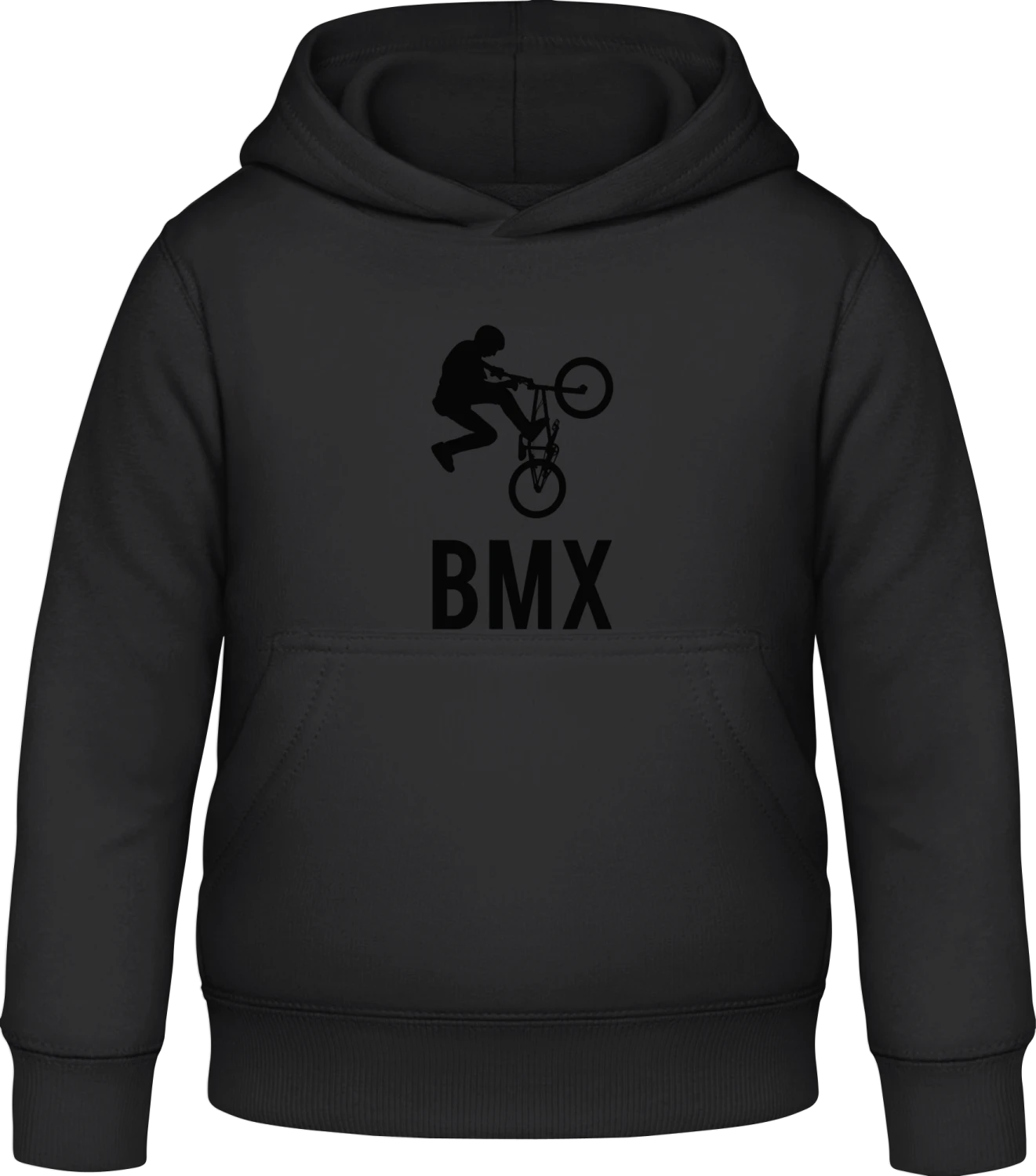 BMX Biker Jumping - Black Awdis Hoodie Kids - Front