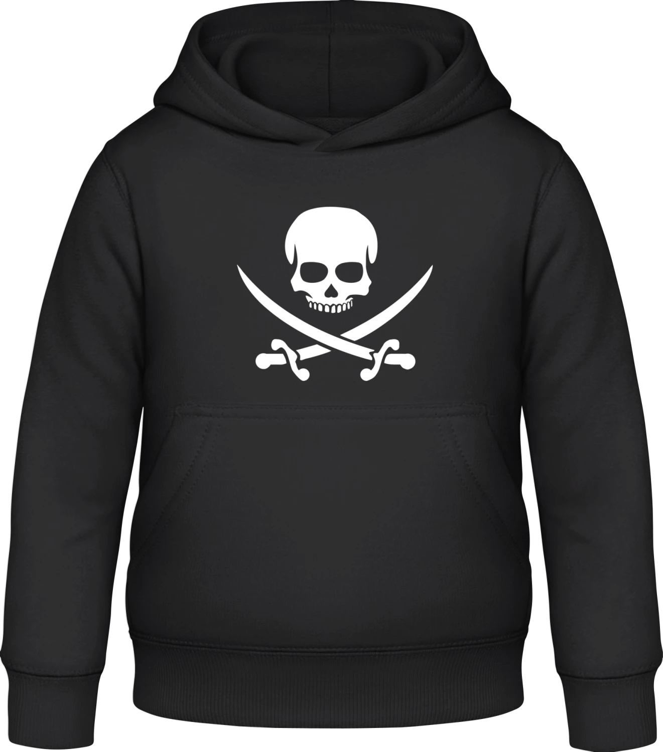 Pirate Skull With Crossed Swords - Black Awdis Hoodie Kids - Front