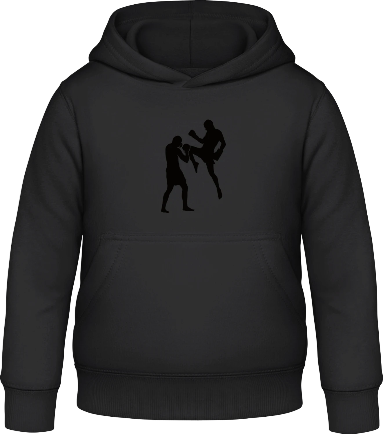 Kickboxing Silhouette - Black Awdis Hoodie Kids - Front