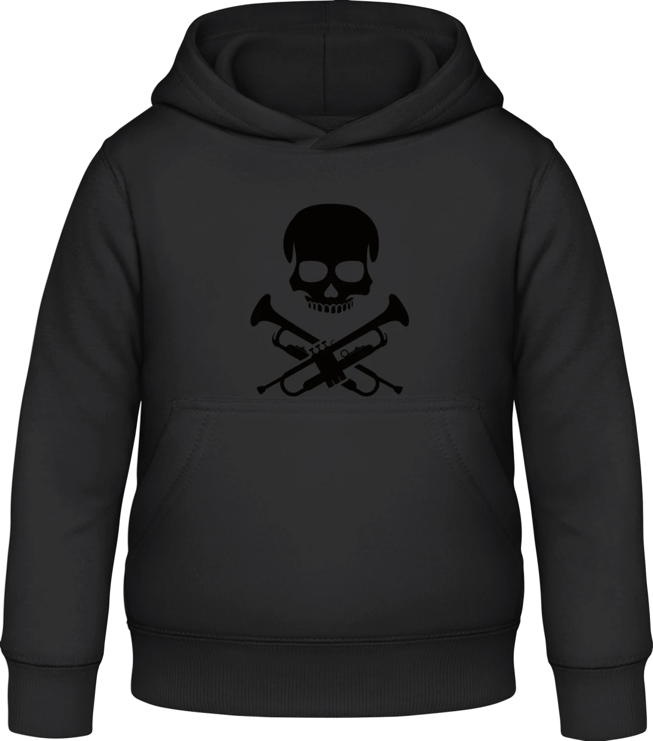 Trumpeter Skull - Black Awdis Hoodie Kids - Front