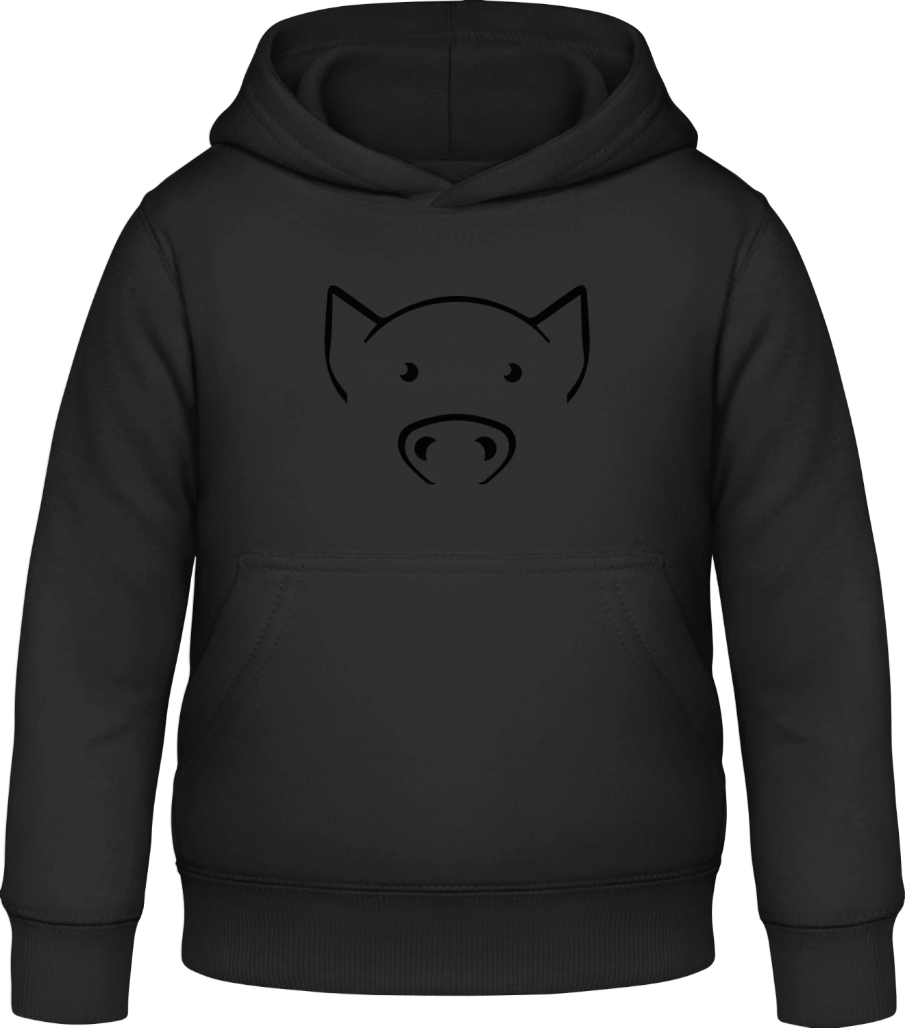 Pig Piglet - Black Awdis Hoodie Kids - Front