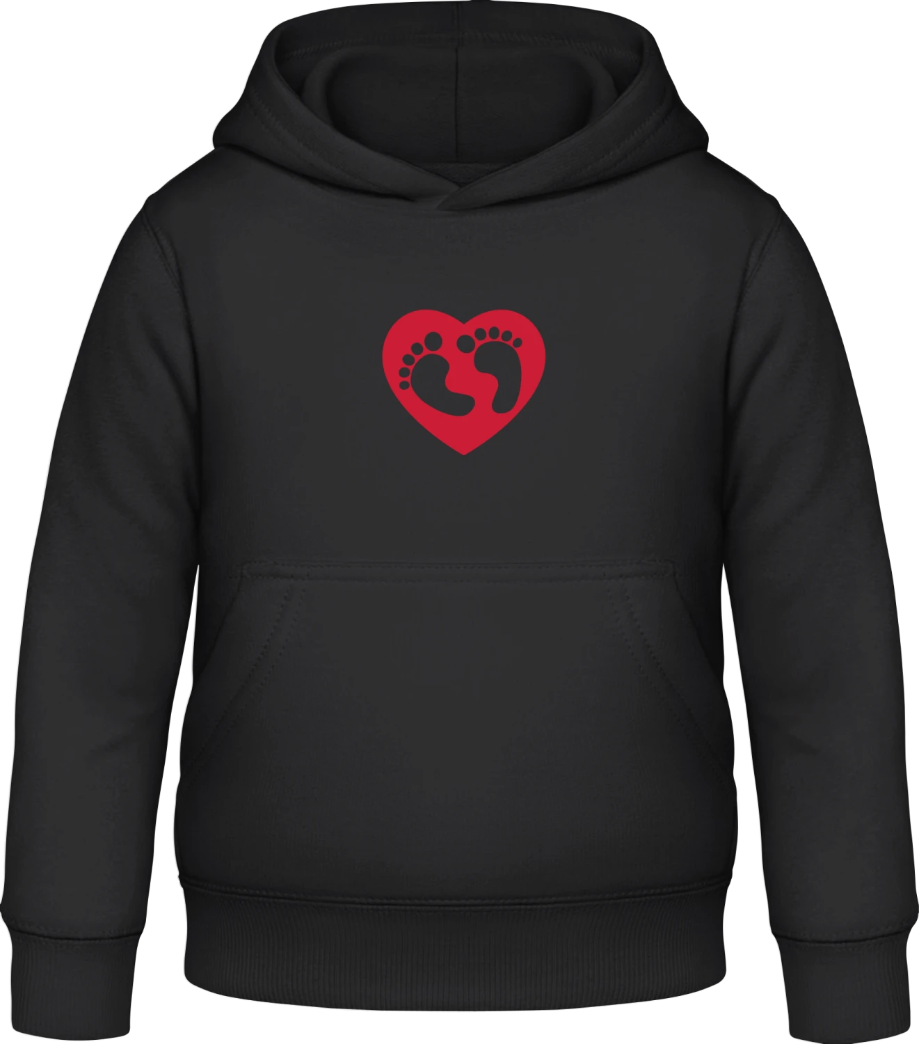 Baby Feet Heart - Black Awdis Hoodie Kids - Front