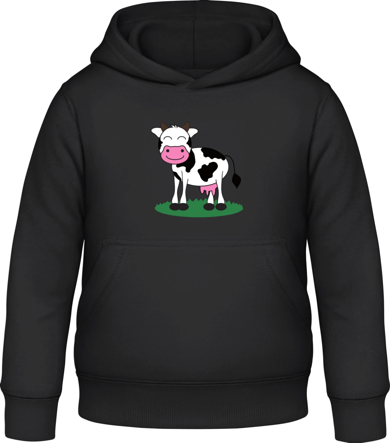 Cute Cow - Black Awdis Hoodie Kids - Front