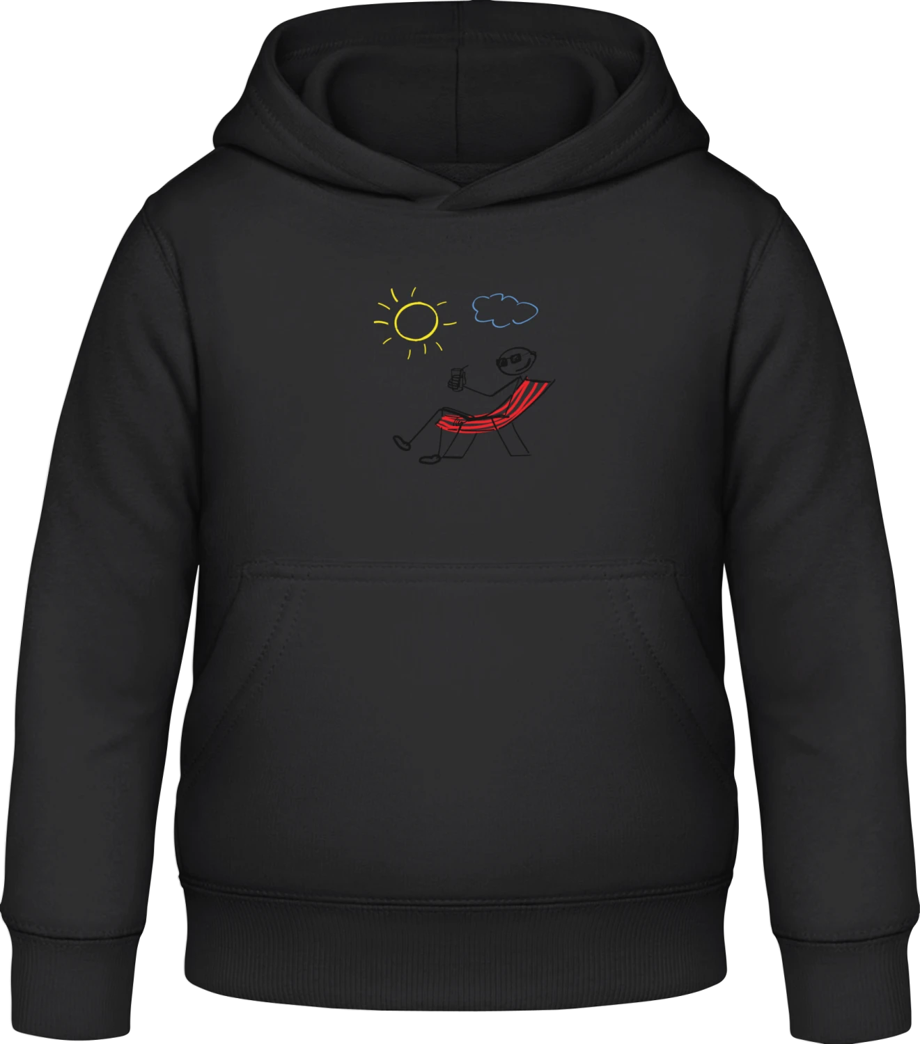 Sitting At The Beach - Black Awdis Hoodie Kids - Front