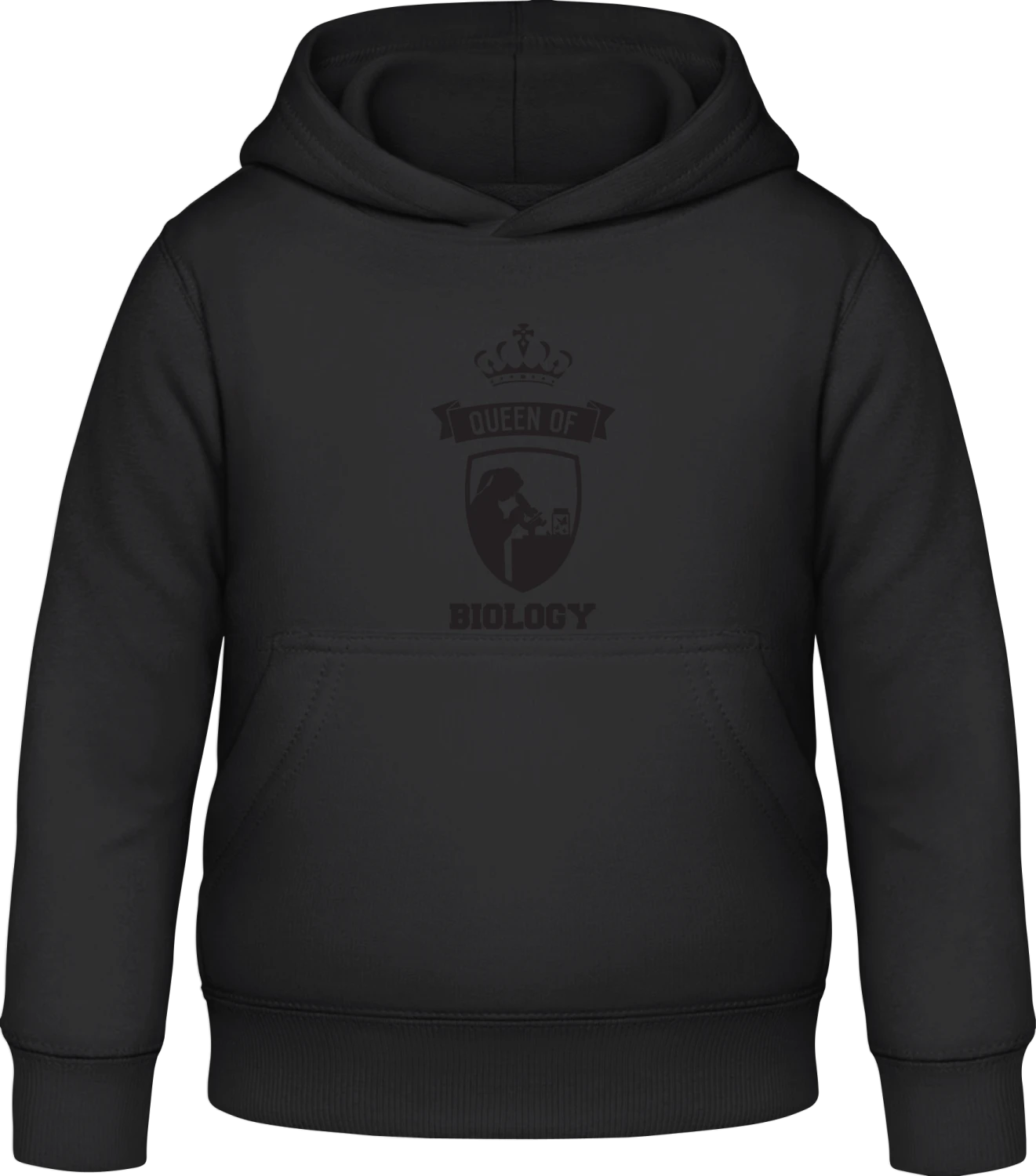 Queen Of Biology - Black Awdis Hoodie Kids - Front