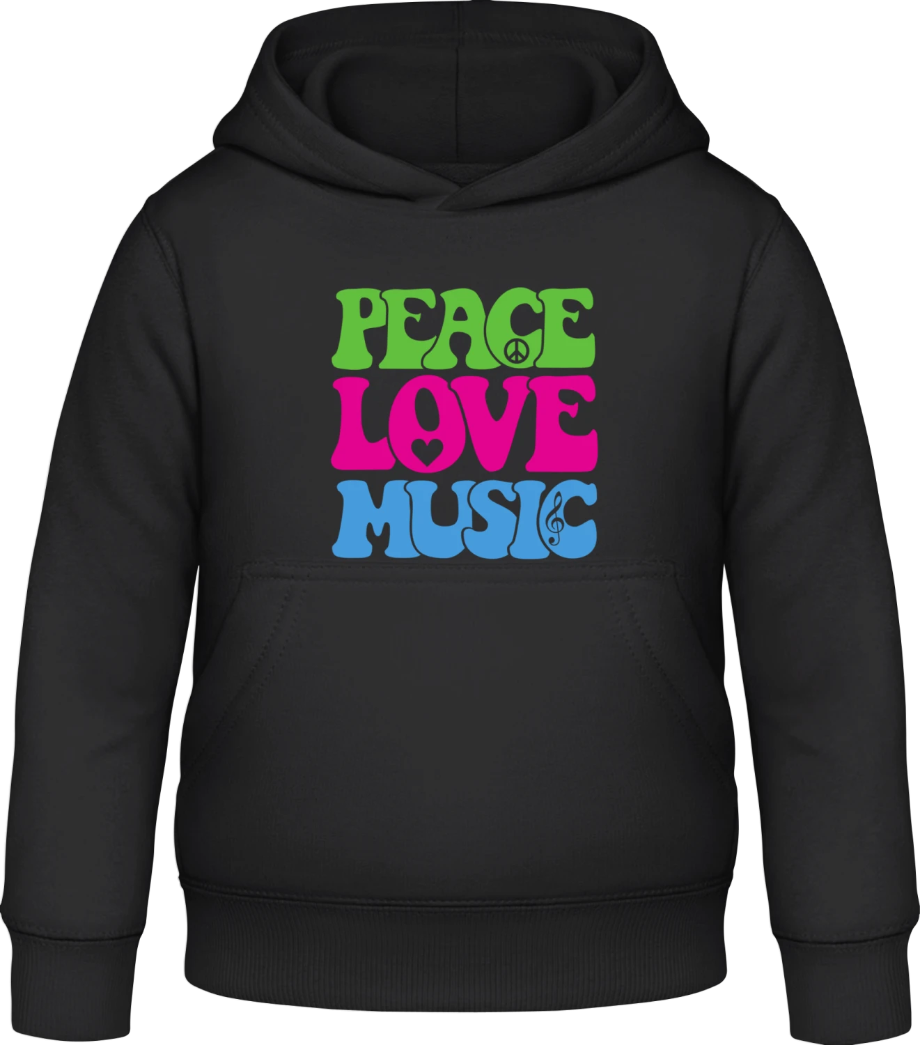 Peace Love Music - Black Awdis Hoodie Kids - Front