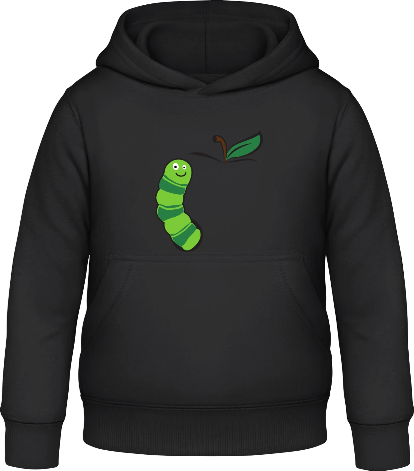 Raupe im Apfel - Black Awdis Hoodie Kids - Front